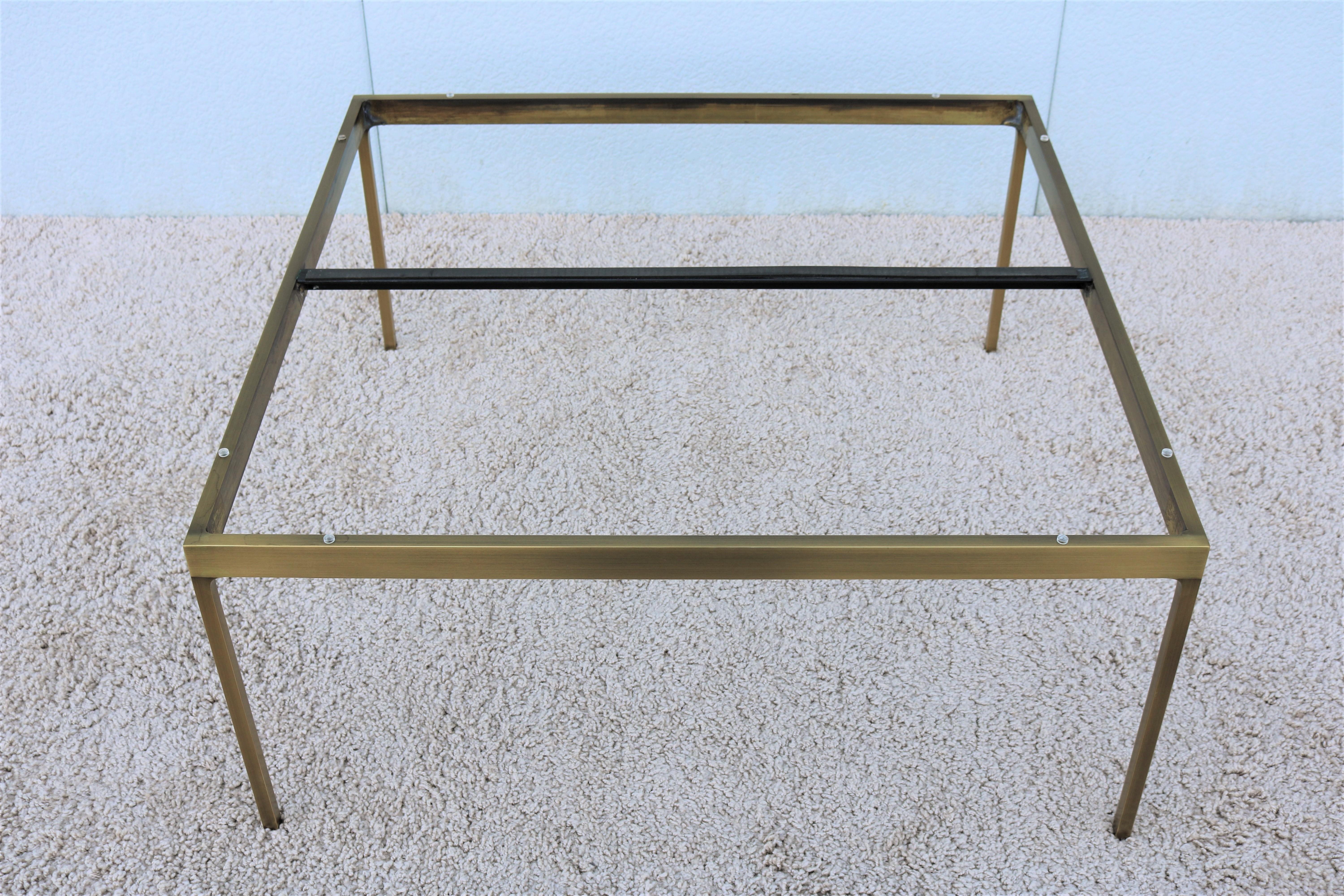 1970s Mid-Century Modern Nicos Zographos Brass and Marble Square Coffee Table 11
