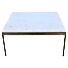 1970s Mid-Century Modern Nicos Zographos Brass and Marble Square Coffee Table