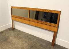 1970s Mid-Century Modern Oak and Mirror Headboard by Lane, Fits King