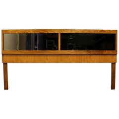 1970s Mid-Century Modern Oak and Mirror Headboard by Lane, Fits King