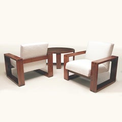 Sillones de salón y mesa de centro de roble de la década de 1970 de Hans Krieks