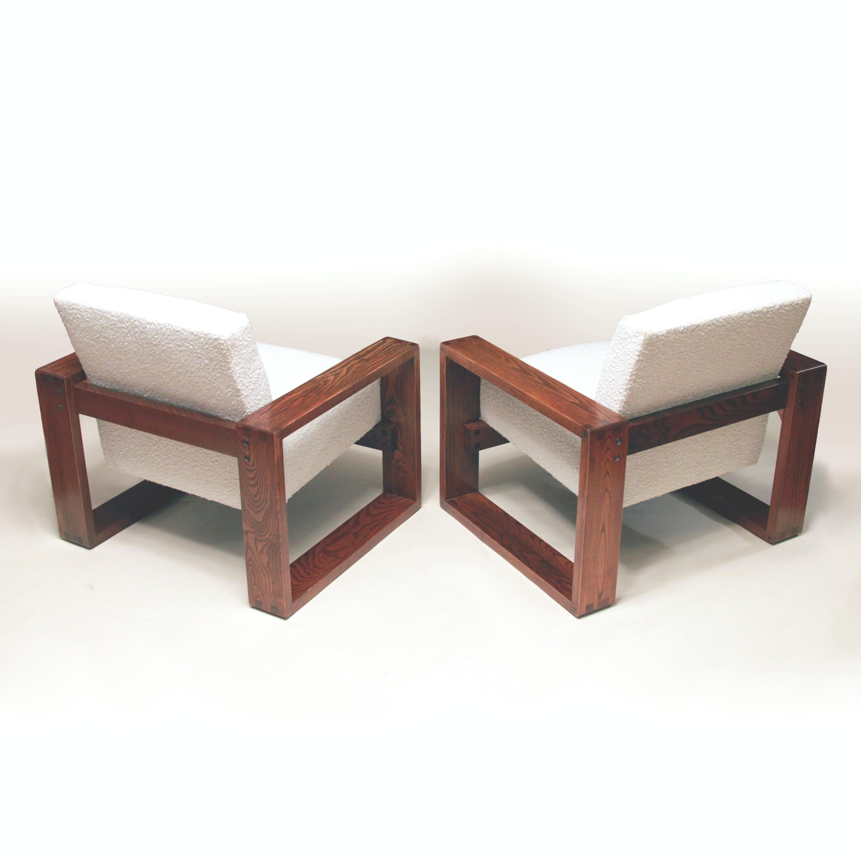 1970s Mid Century Modern Oak Lounge Club Chairs & Coffee Table by Hans Krieks For Sale 1