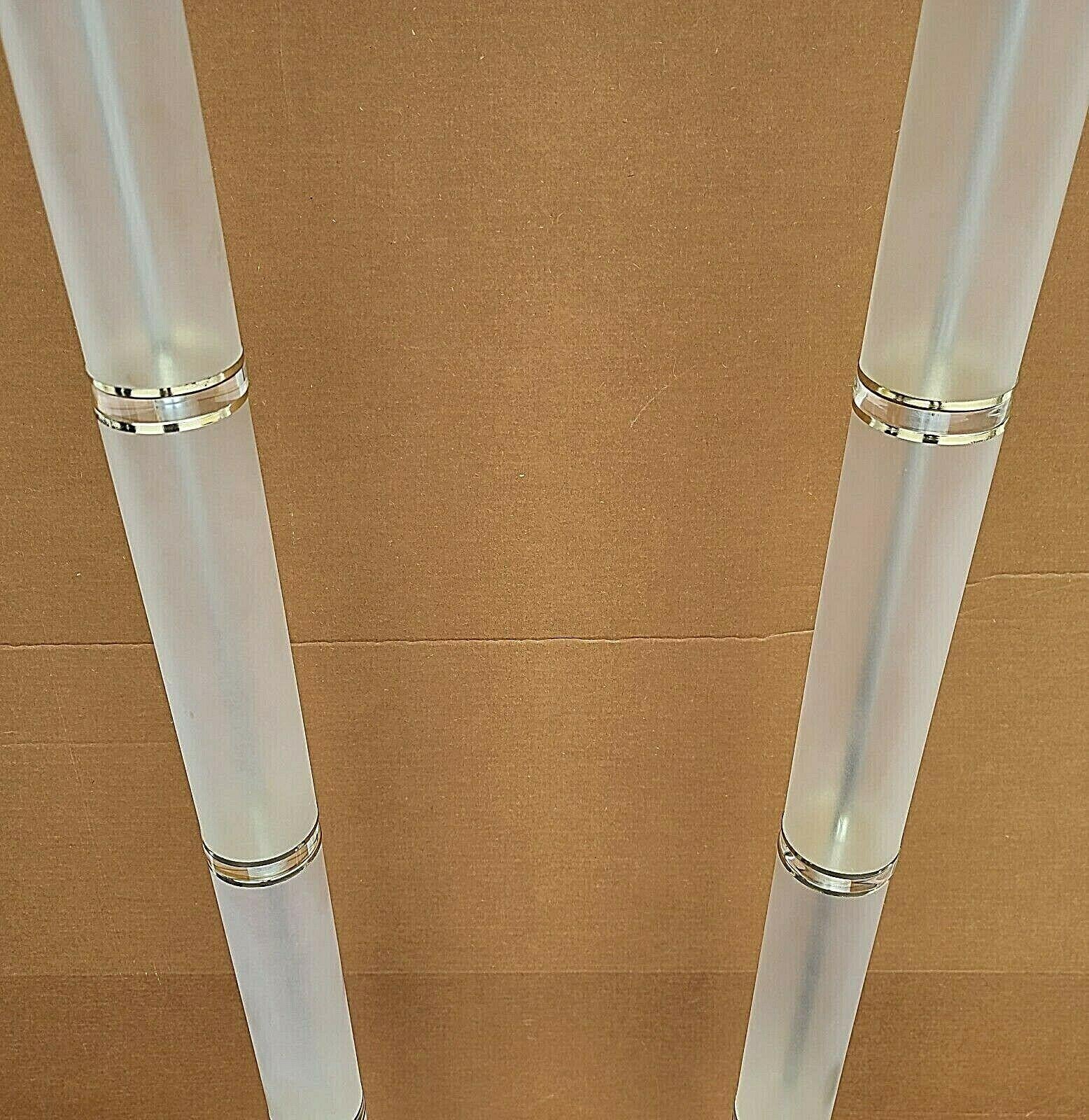 Unknown 1970s Mid-Century Modern Optique Style Lucite & Brass Floor Lamps, a Pair For Sale