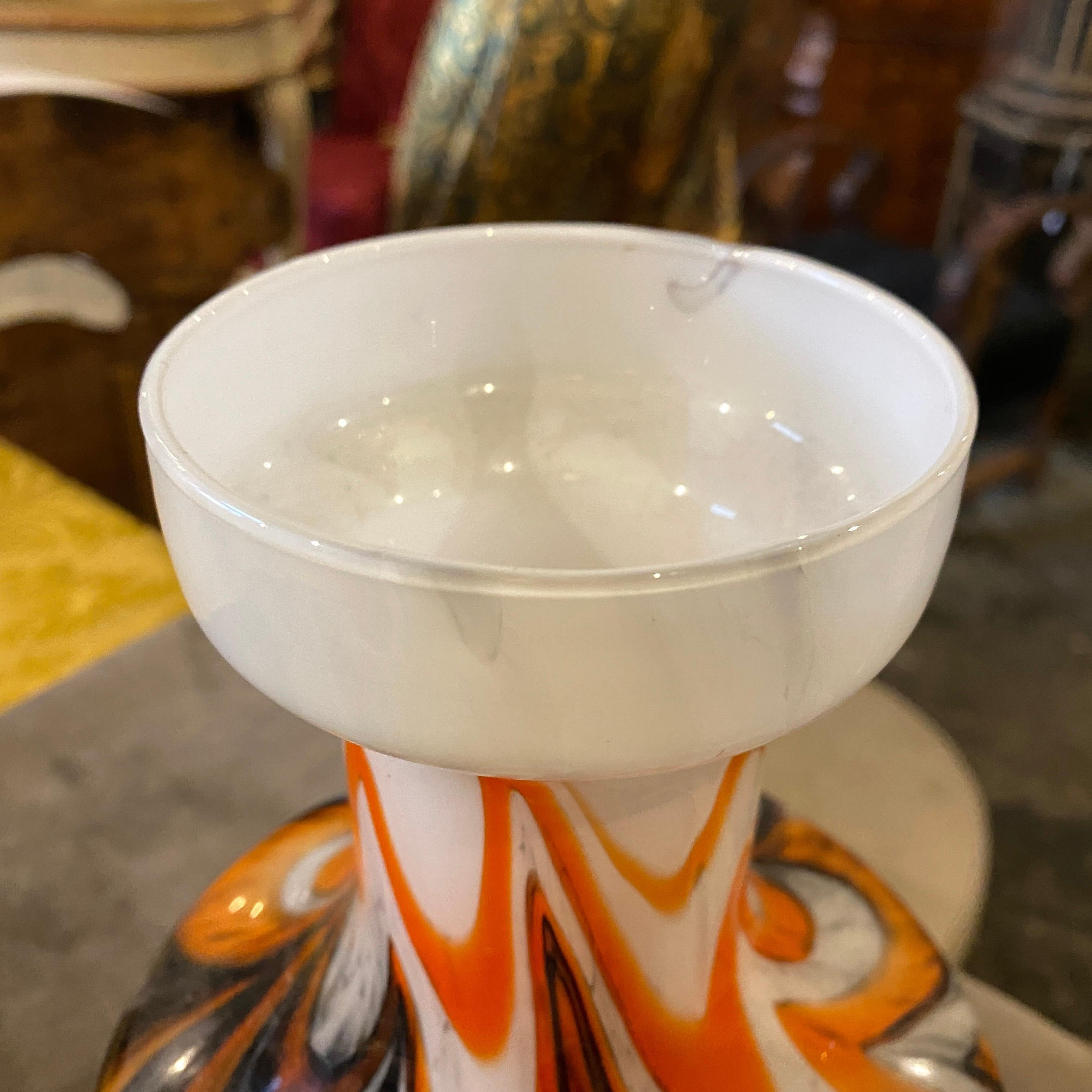 1970s Carlo Moretti Mid-Century Modern Orange and Gray Glass Italian Vase In Good Condition For Sale In Aci Castello, IT