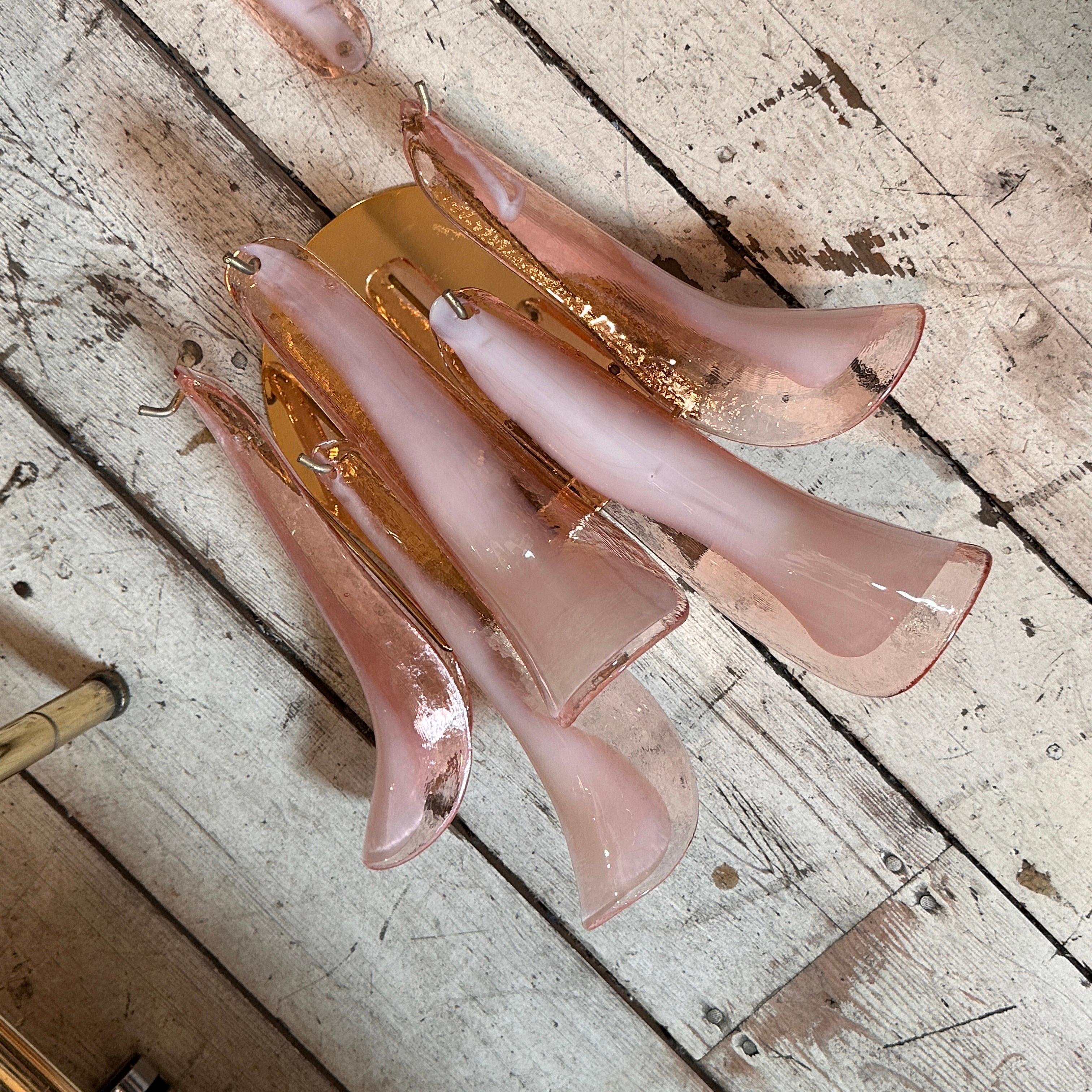 1970s Mid-Century Modern Pink and White Murano Glass Wall Sconces by La Murrina 7