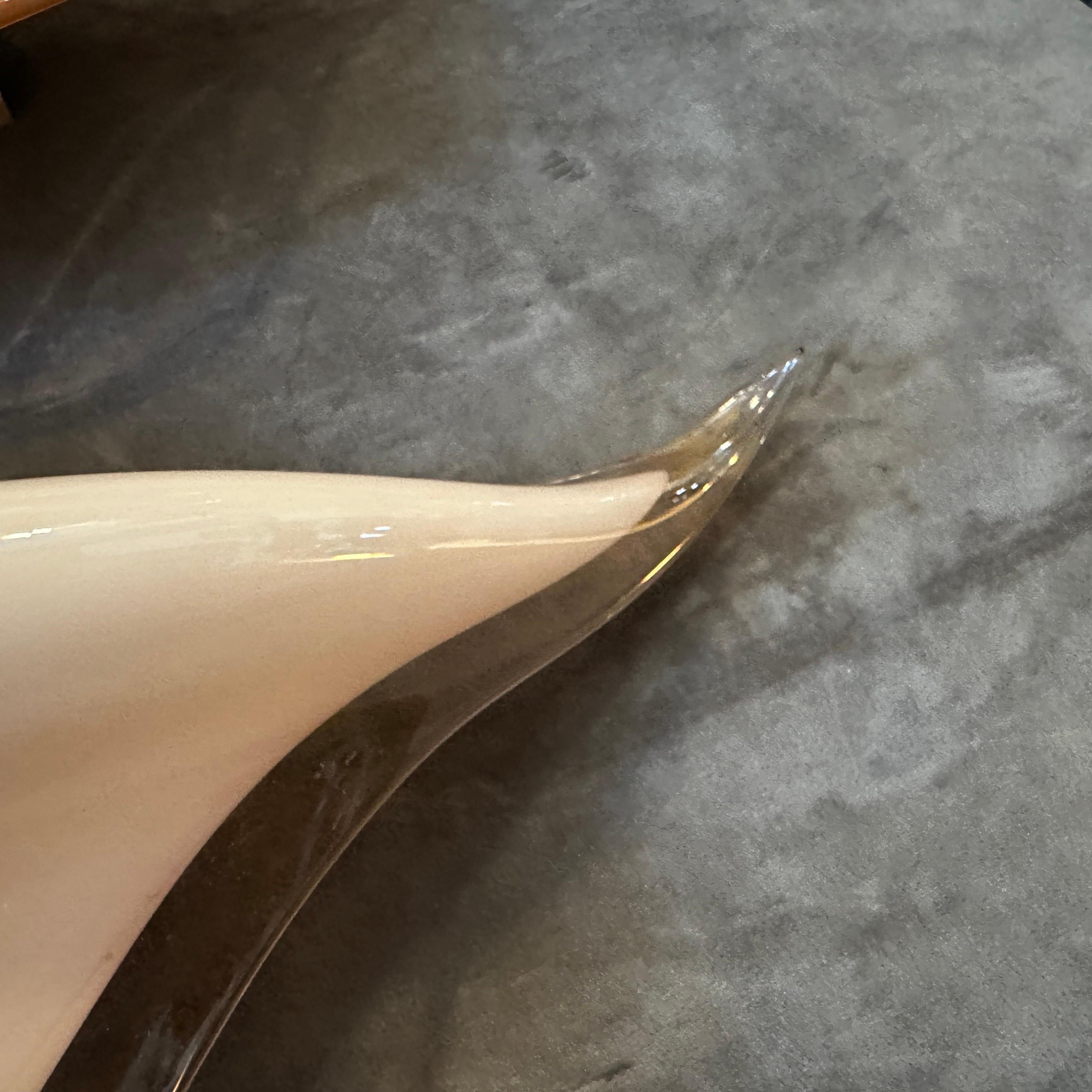 Two 1970s Mid-Century Modern Pink Murano Glass Leaf Wall Sconces by Franco Luce For Sale 7