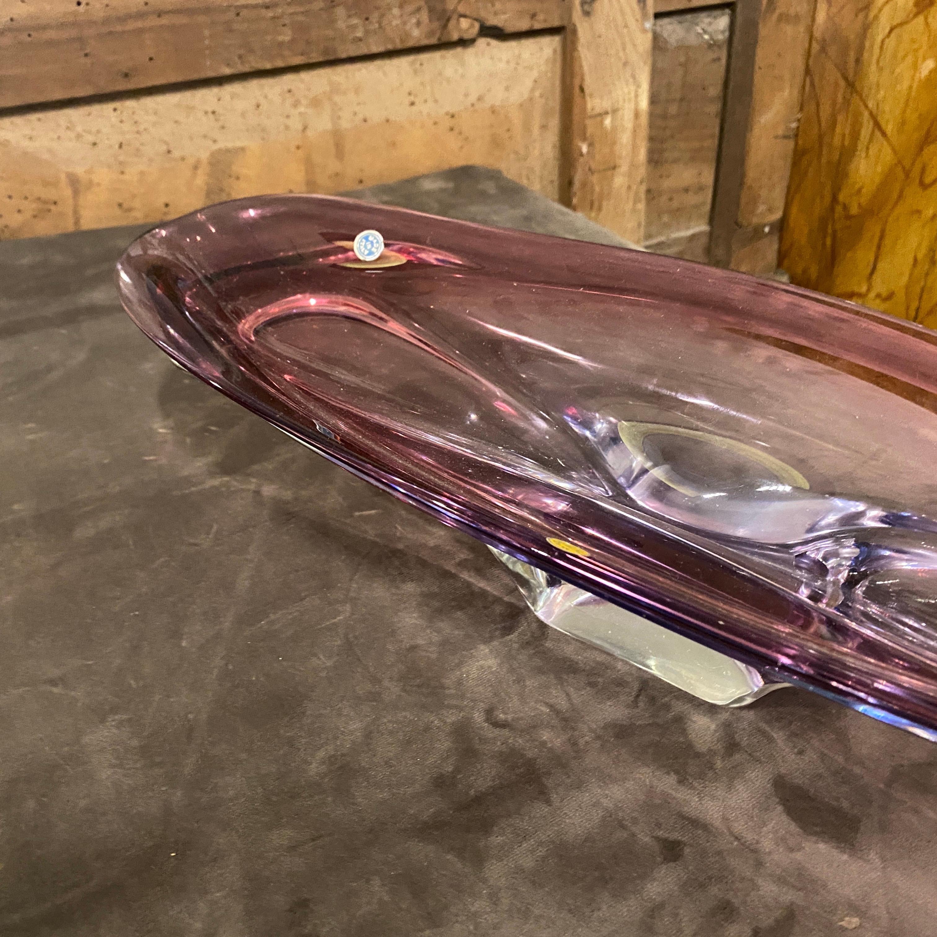 Italian 1970s Mid-Century Modern Pink Purple and Blue Murano Glass Centerpiece