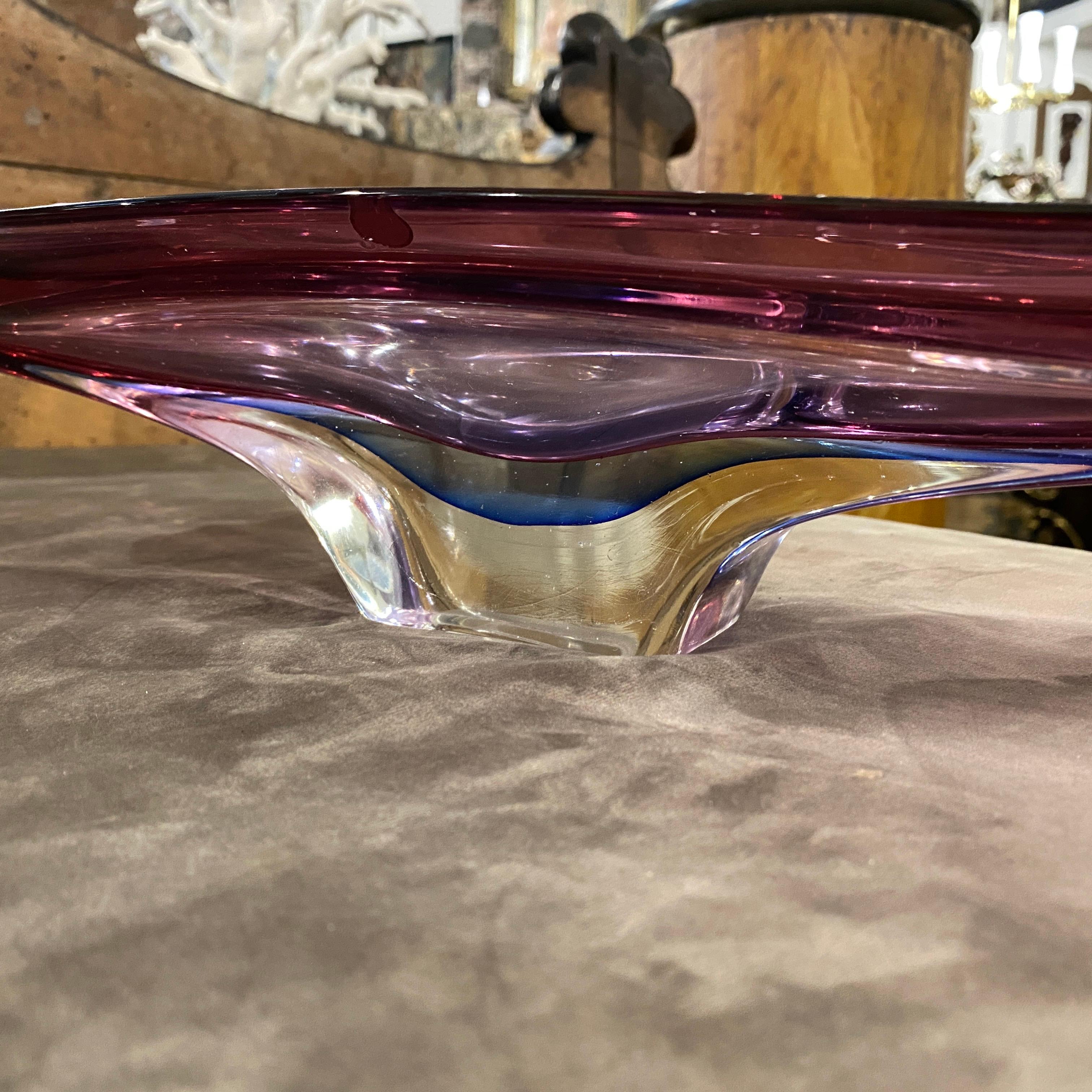Hand-Crafted 1970s Mid-Century Modern Pink Purple and Blue Murano Glass Centerpiece