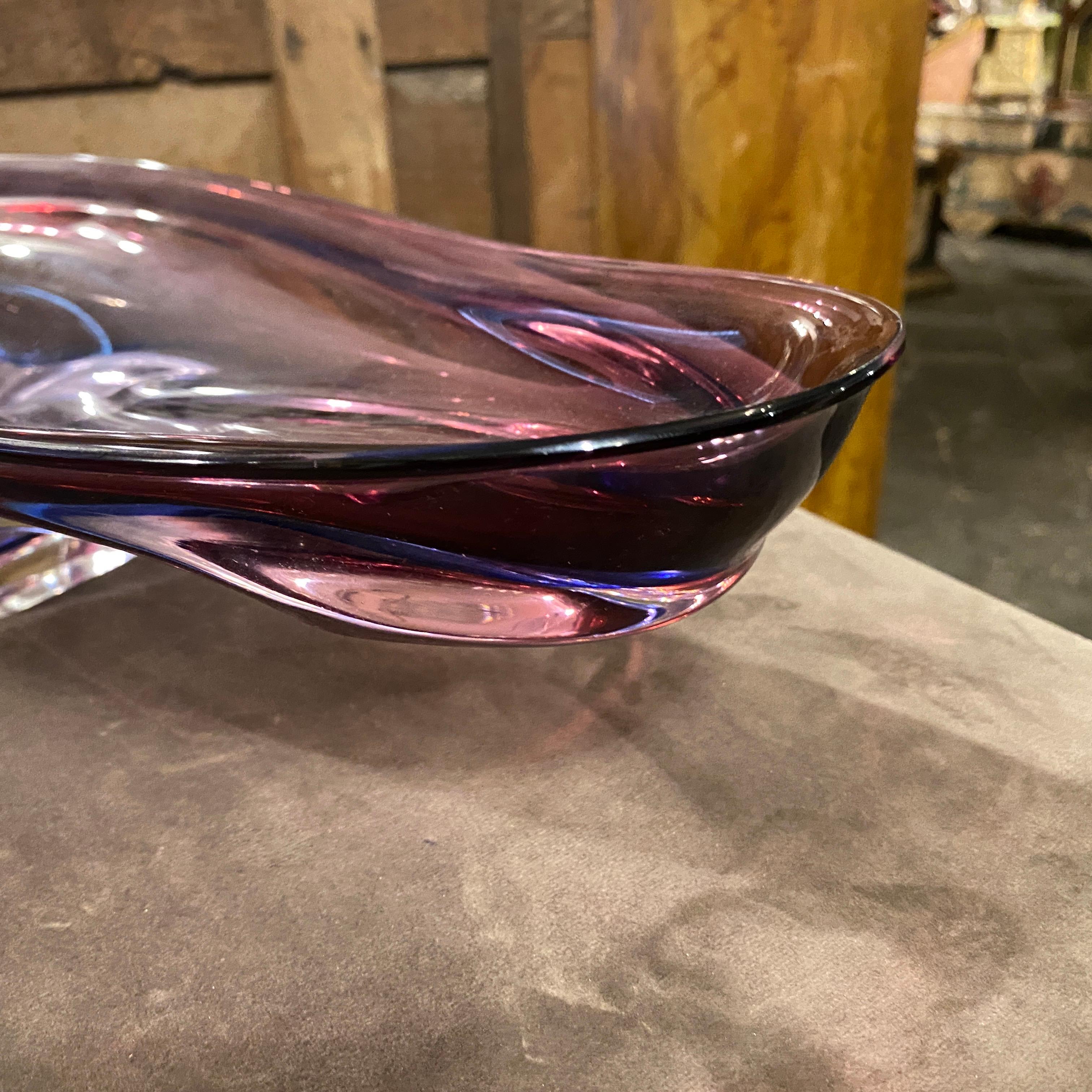 20th Century 1970s Mid-Century Modern Pink Purple and Blue Murano Glass Centerpiece