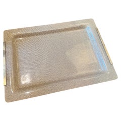 1970s Mid-Century Modern Plexiglass and Gilt Metal Tray by Alberto Sordi