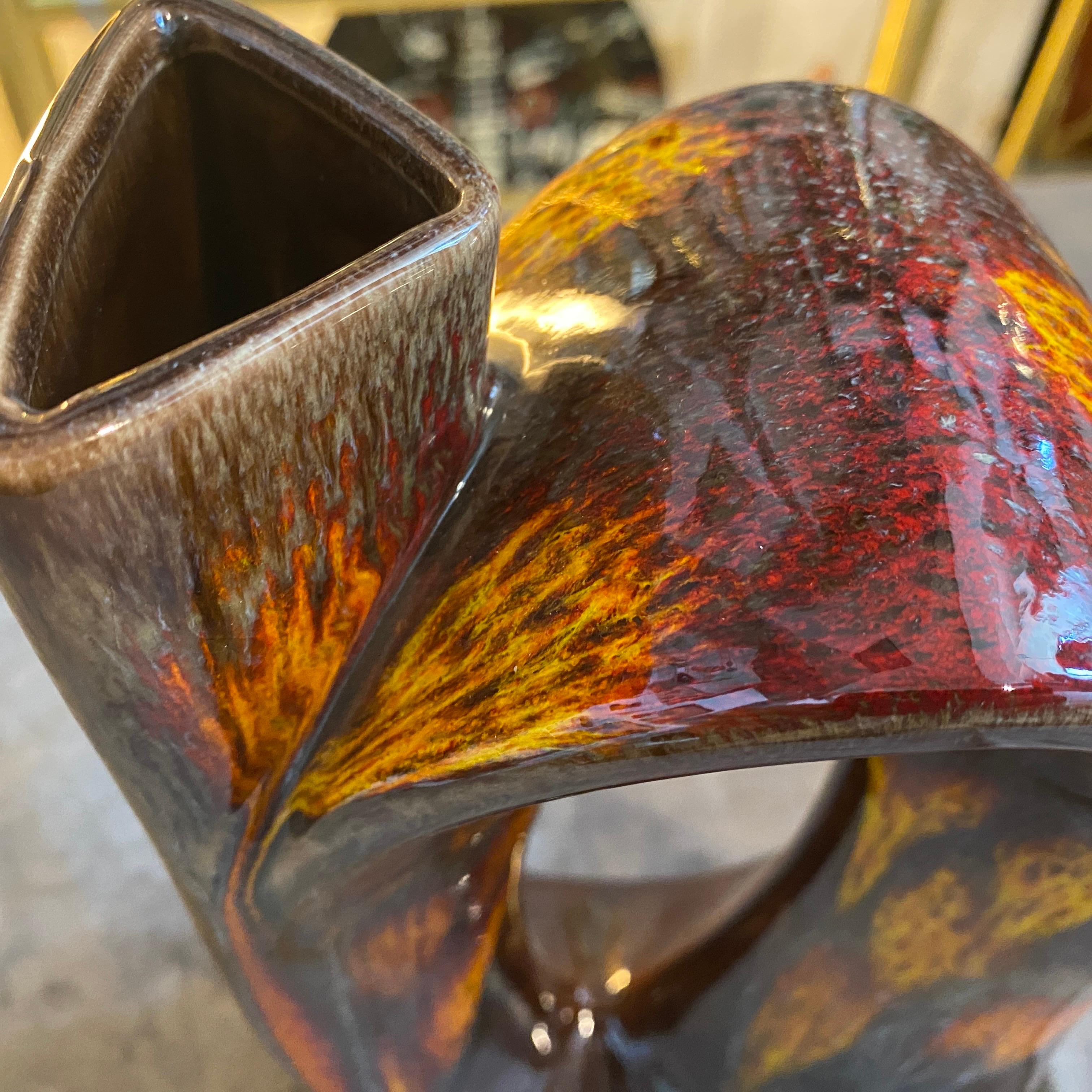 Vase italien en céramique polychrome de style mi-siècle moderne des années 1970 par Bertoncello Bon état - En vente à Aci Castello, IT