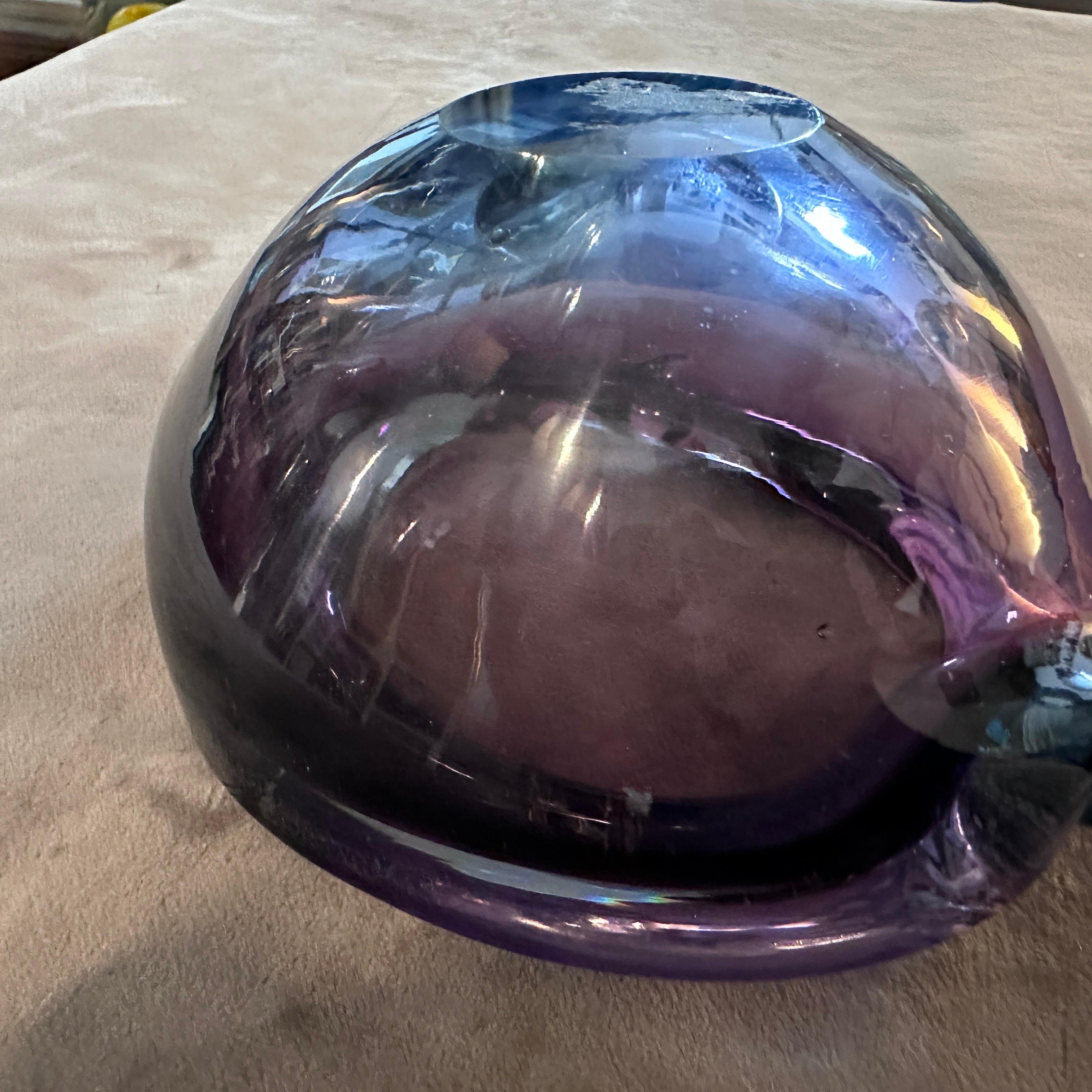 Hand-Crafted 1970s Mid-Century Modern Purple and Blue Murano Glass Ashtray  For Sale
