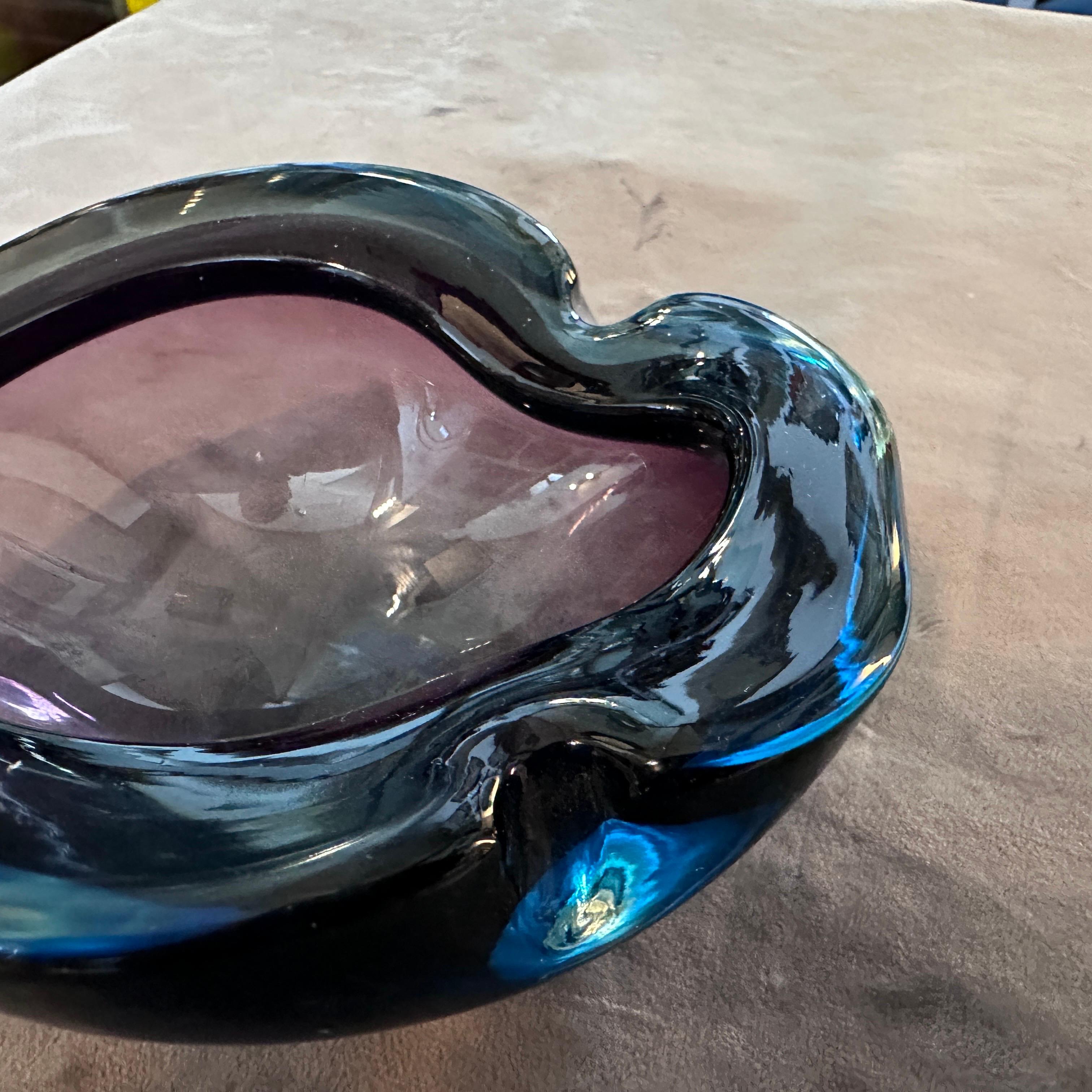 20th Century 1970s Mid-Century Modern Purple and Blue Murano Glass Ashtray  For Sale