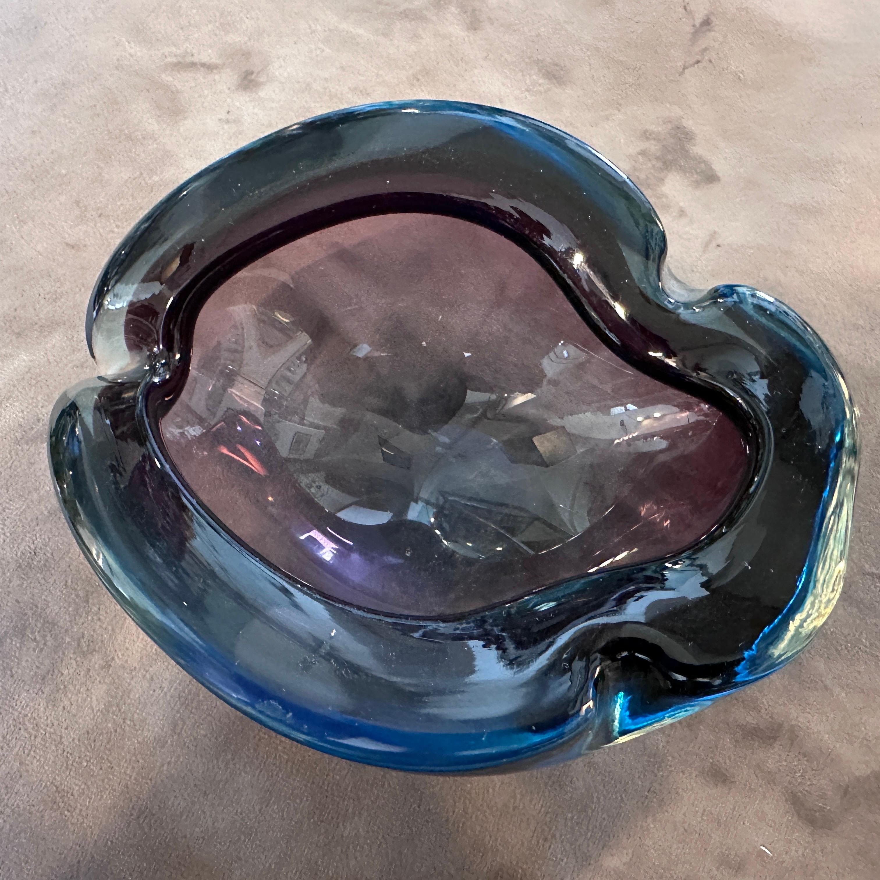 1970s Mid-Century Modern Purple and Blue Murano Glass Ashtray  For Sale 3