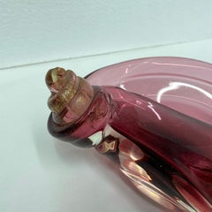 1970s Mid-Century Modern Purple and Gold Murano Glass Italian Bowl