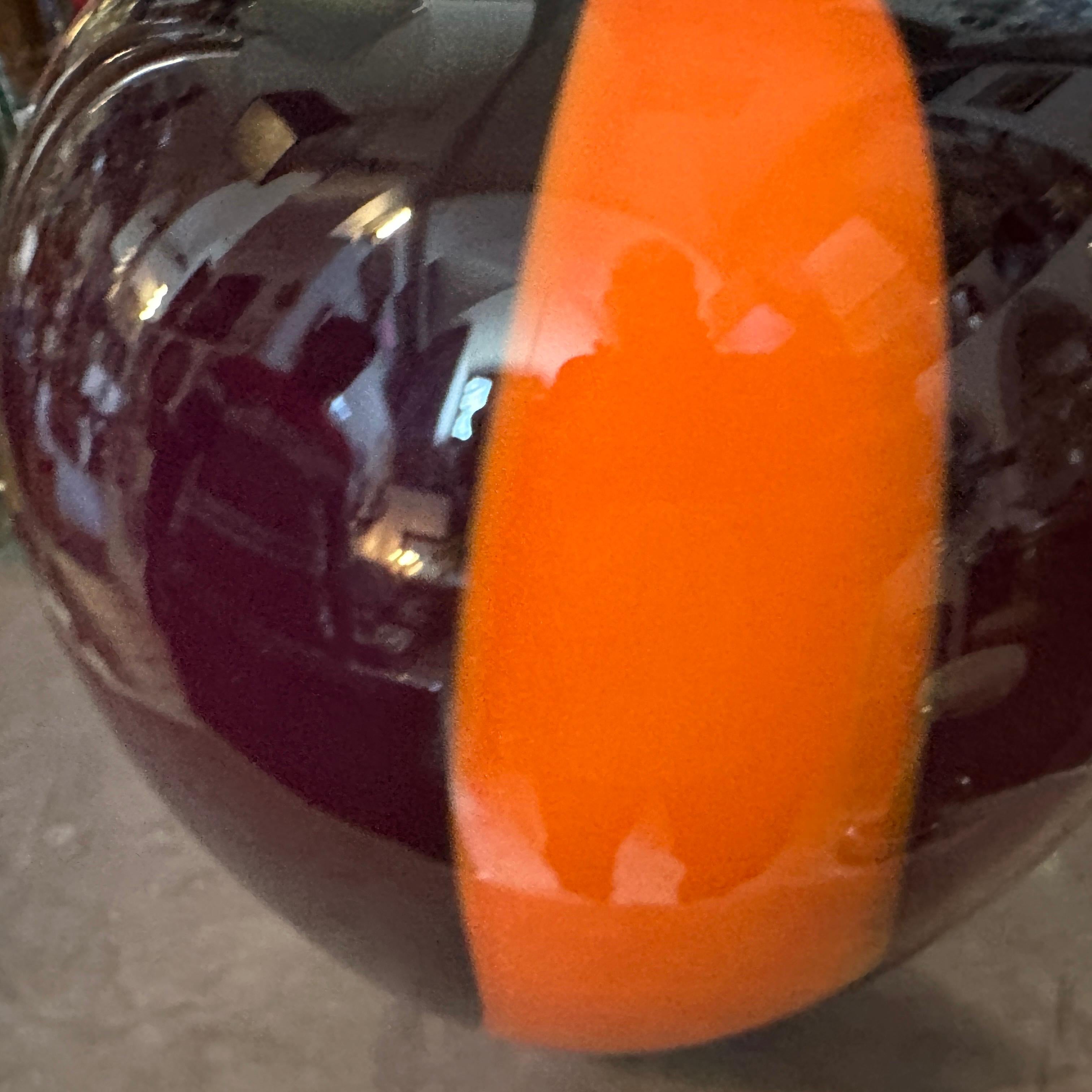 20th Century 1970s Mid-Century Modern Purple and Orange Tall Murano Glass Vase For Sale