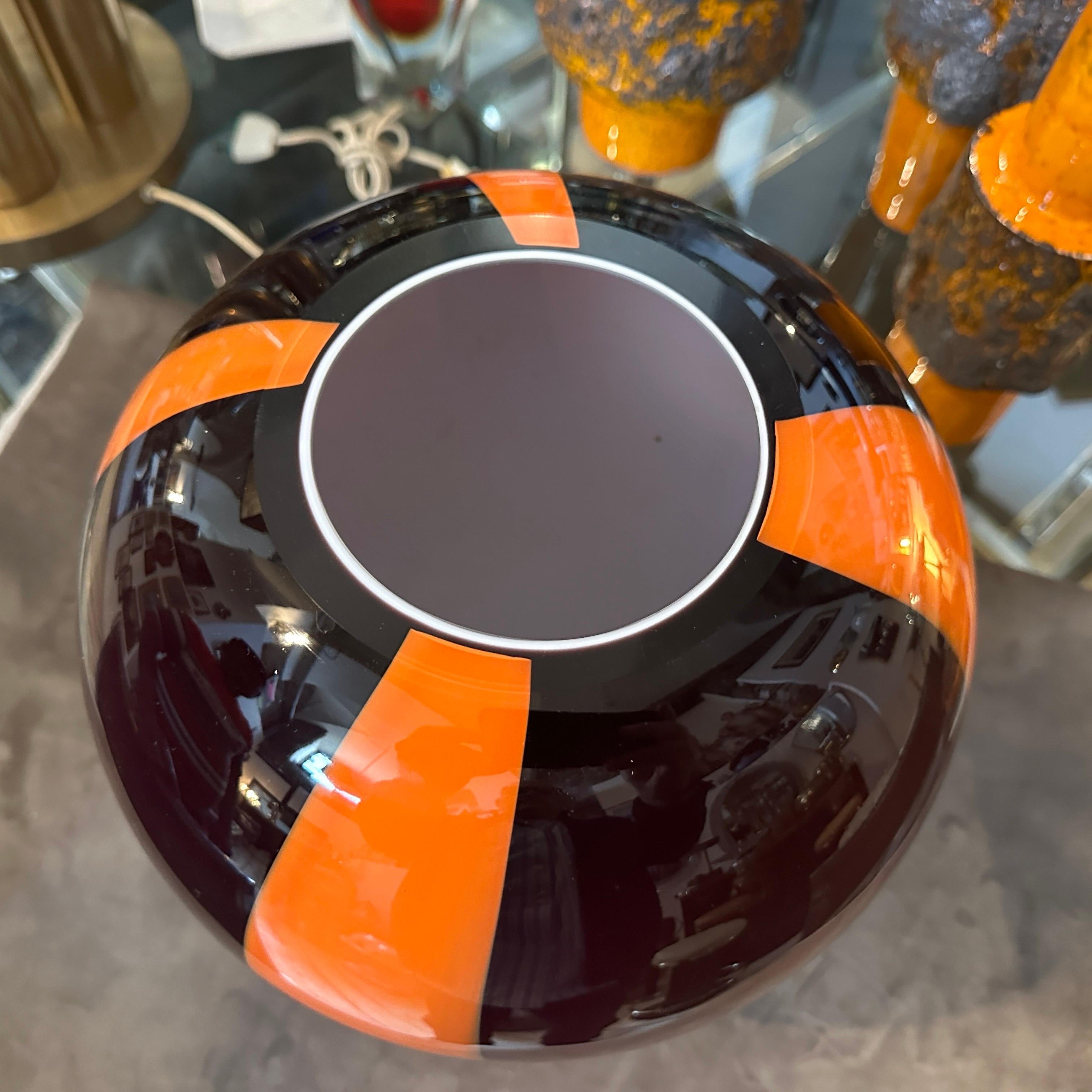 1970s Mid-Century Modern Purple and Orange Tall Murano Glass Vase For Sale 2