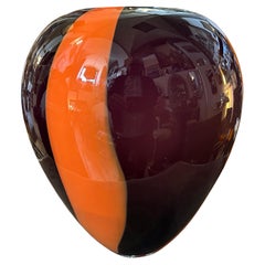 1970s Mid-Century Modern Purple and Orange Tall Murano Glass Vase