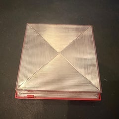 1970s Mid-Century Modern Red Painted Metal and Plexiglass Ceiling Light by Fael