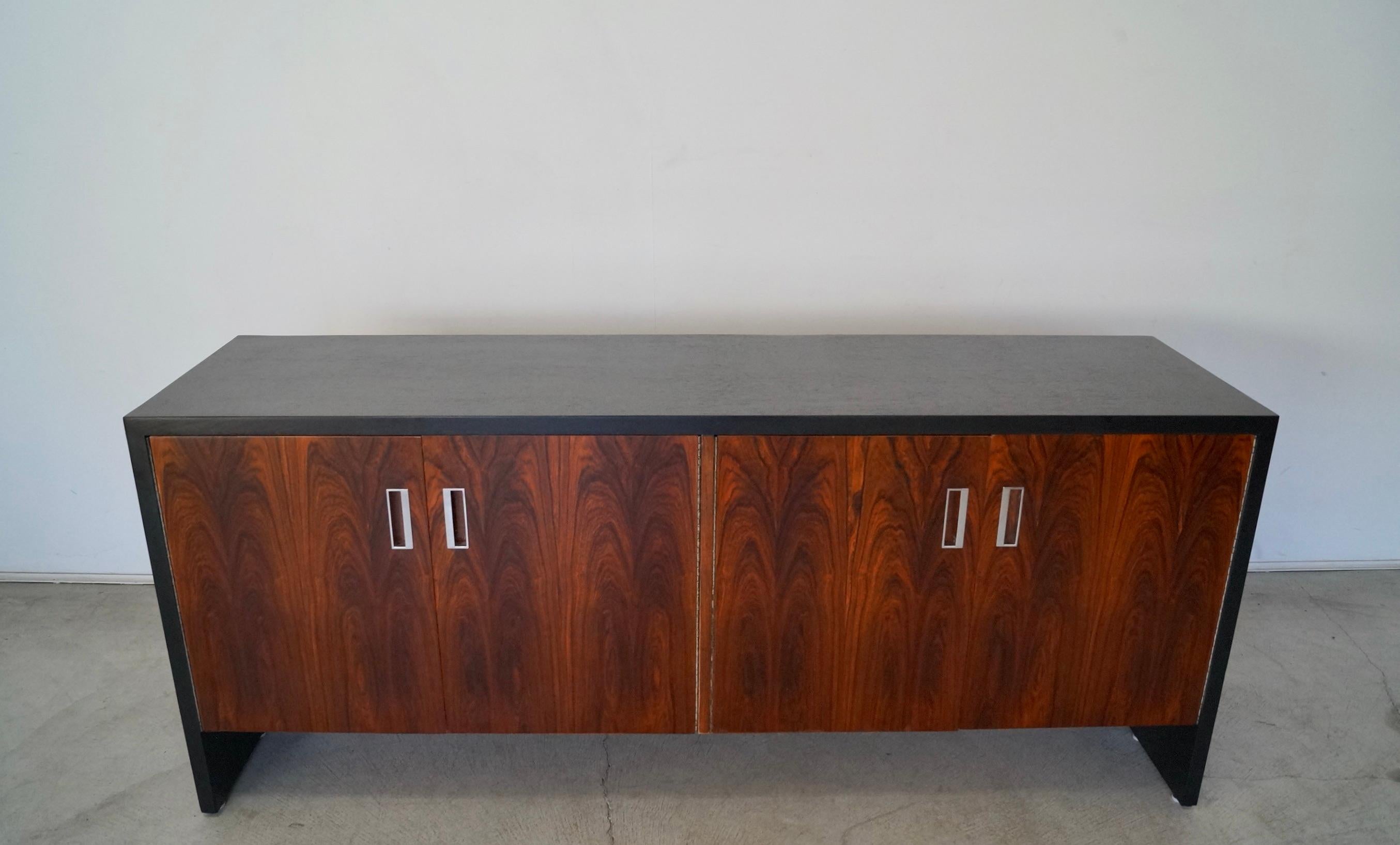 American 1970's Mid-Century Modern Robert Baron Rosewood Credenza / Sideboard For Sale