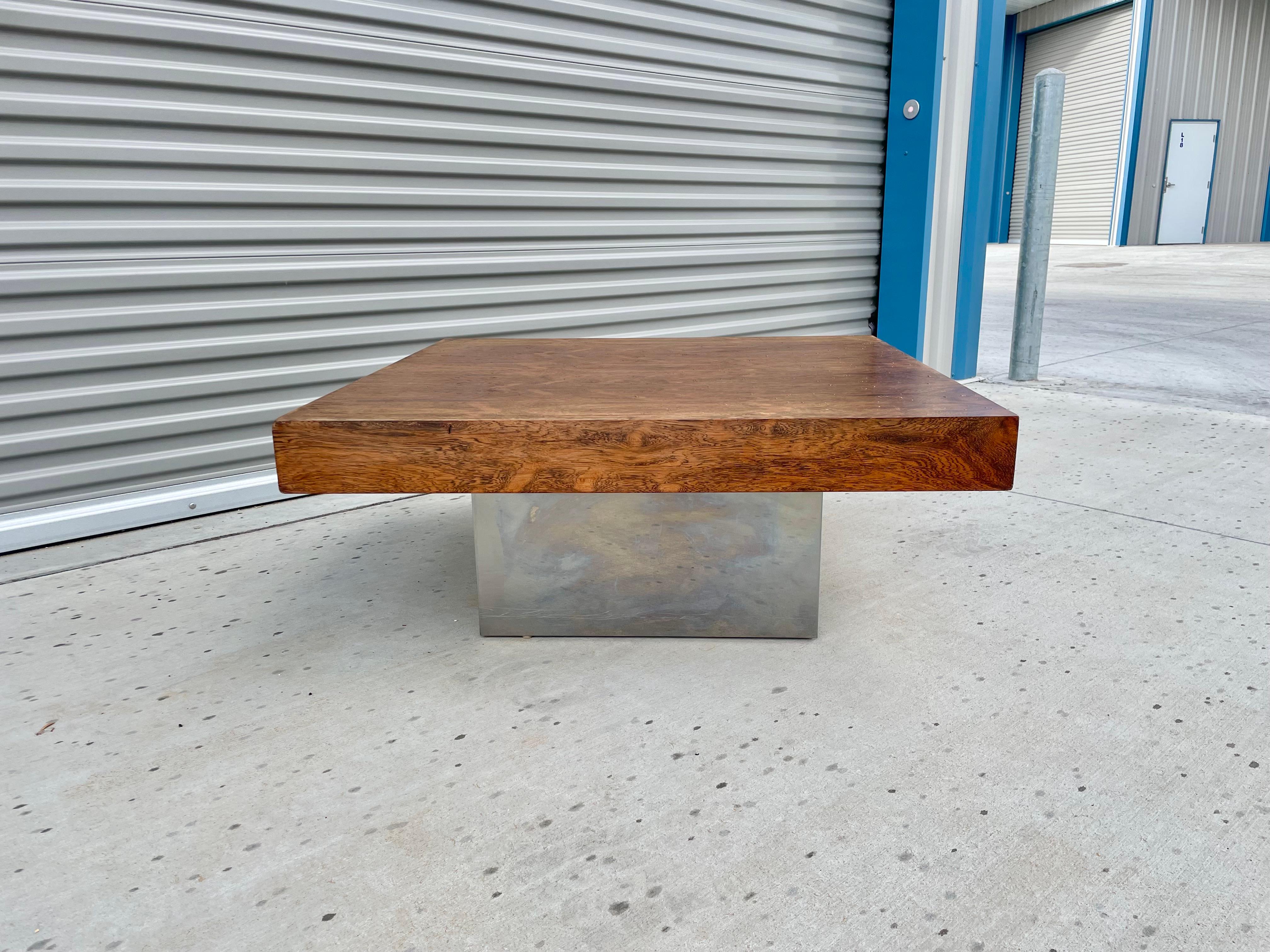 1970s Mid Century Modern Rosewood & Chrome Coffee Table 5
