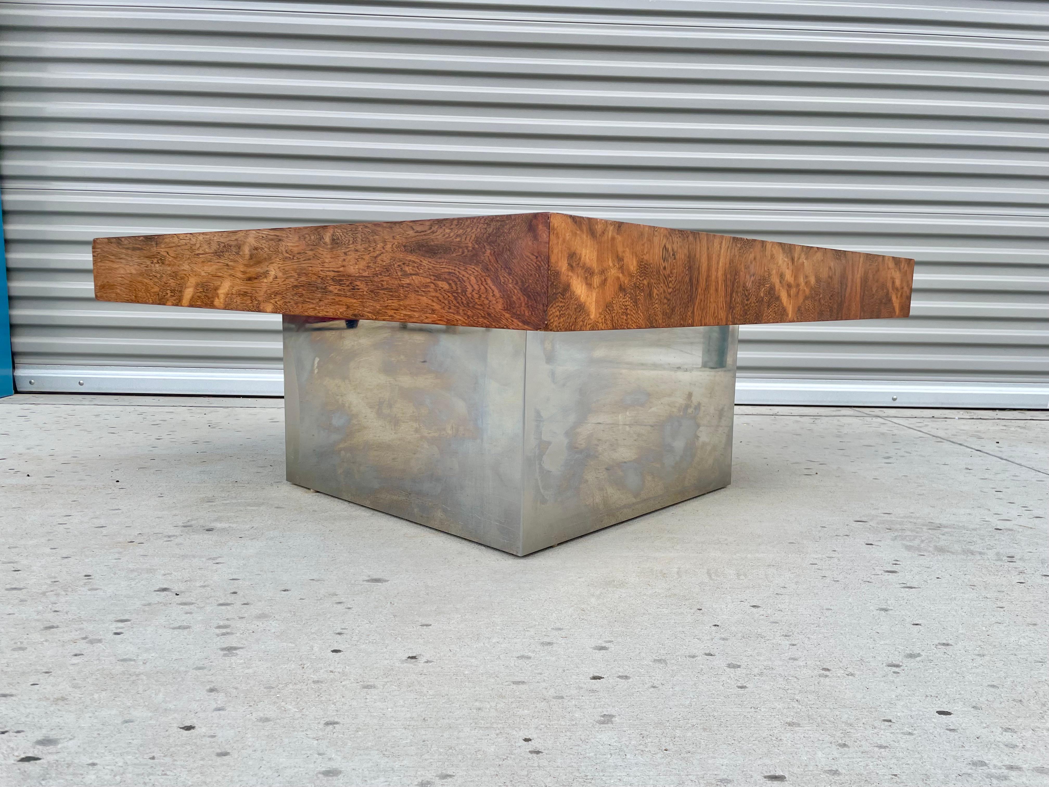 1970s Mid Century Modern Rosewood & Chrome Coffee Table 6
