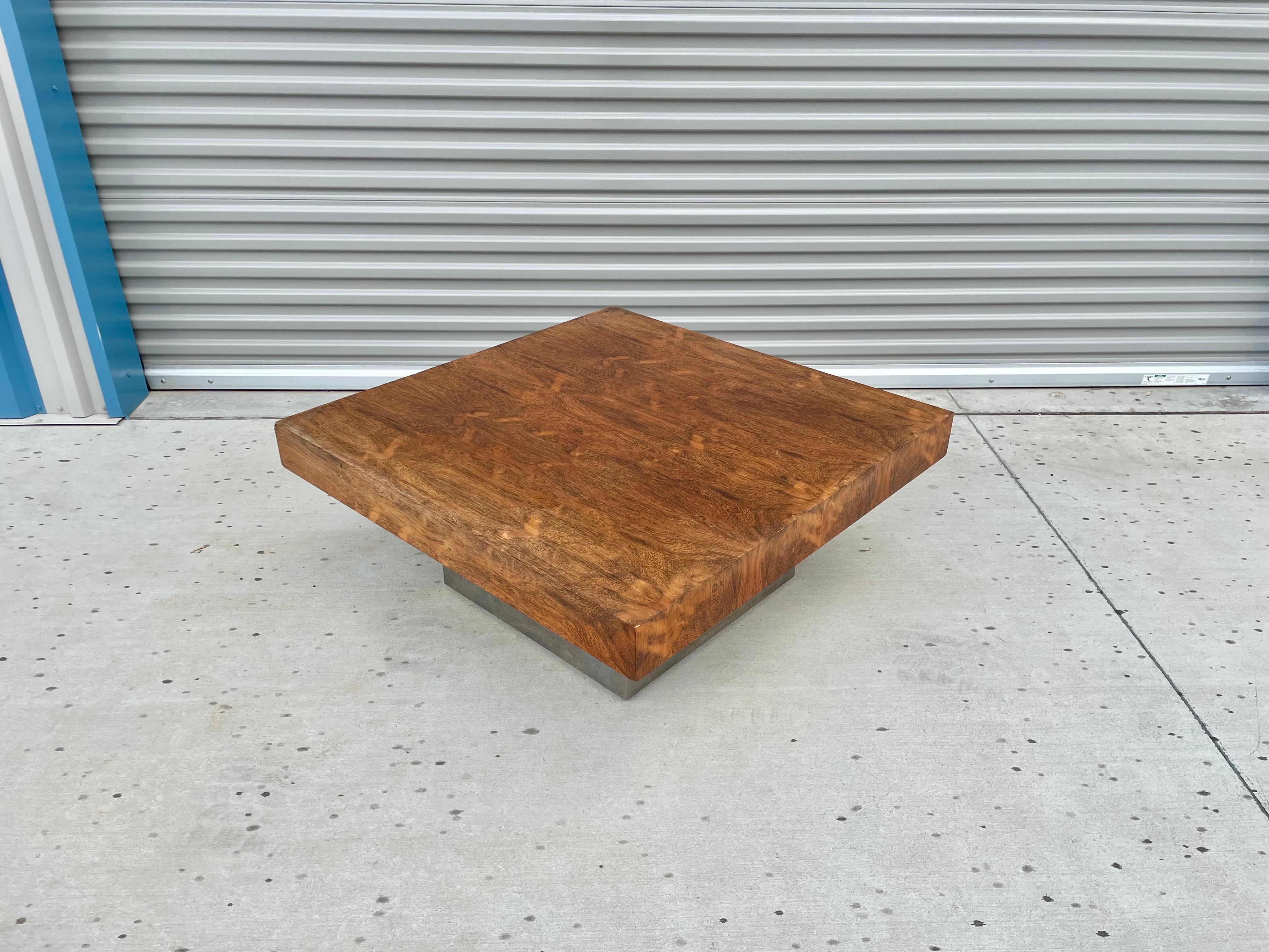 American 1970s Mid Century Modern Rosewood & Chrome Coffee Table