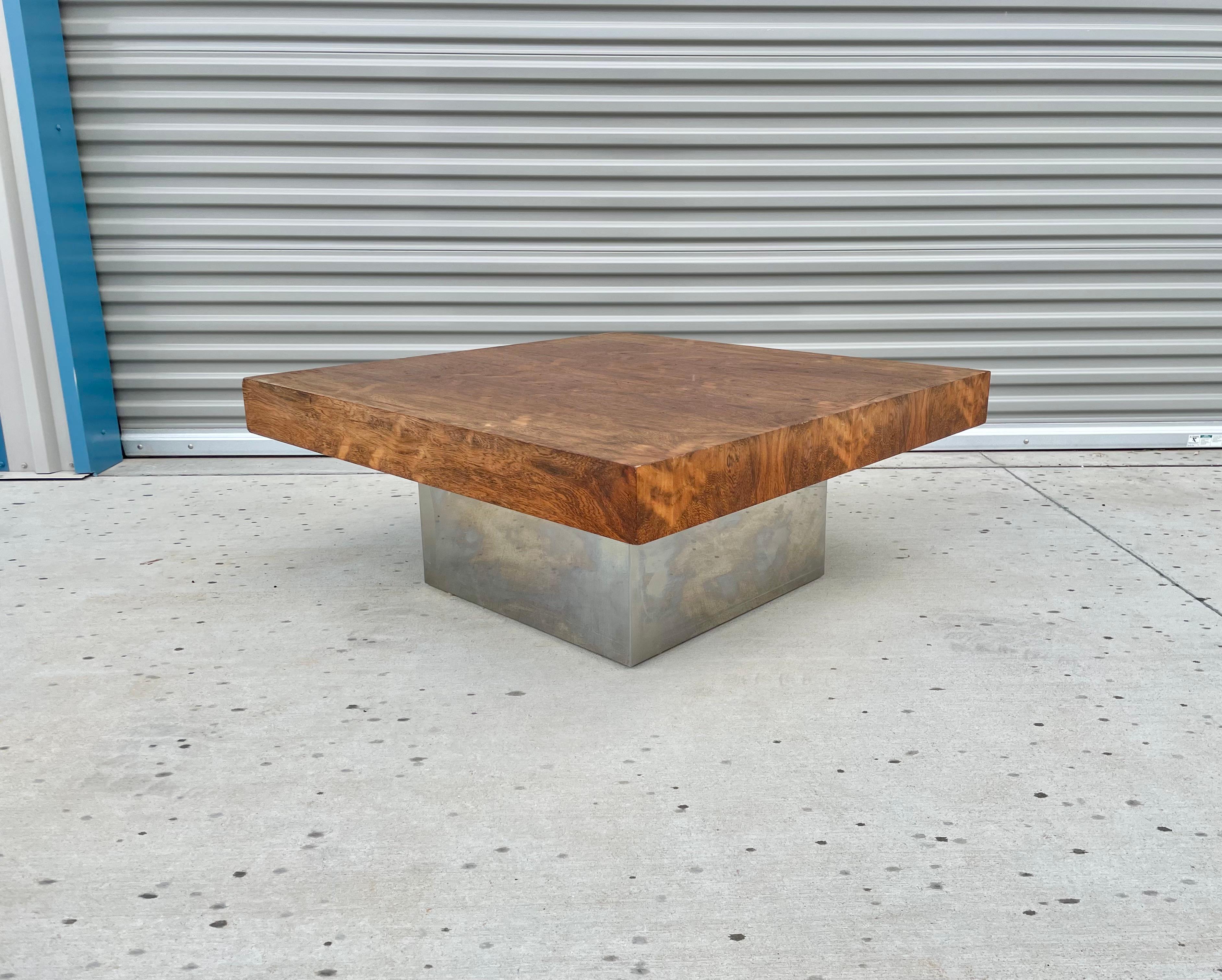 1970s Mid Century Modern Rosewood & Chrome Coffee Table In Good Condition In North Hollywood, CA