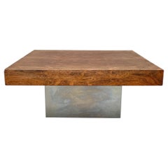 1970s Mid Century Modern Rosewood 
Chrome Coffee Table