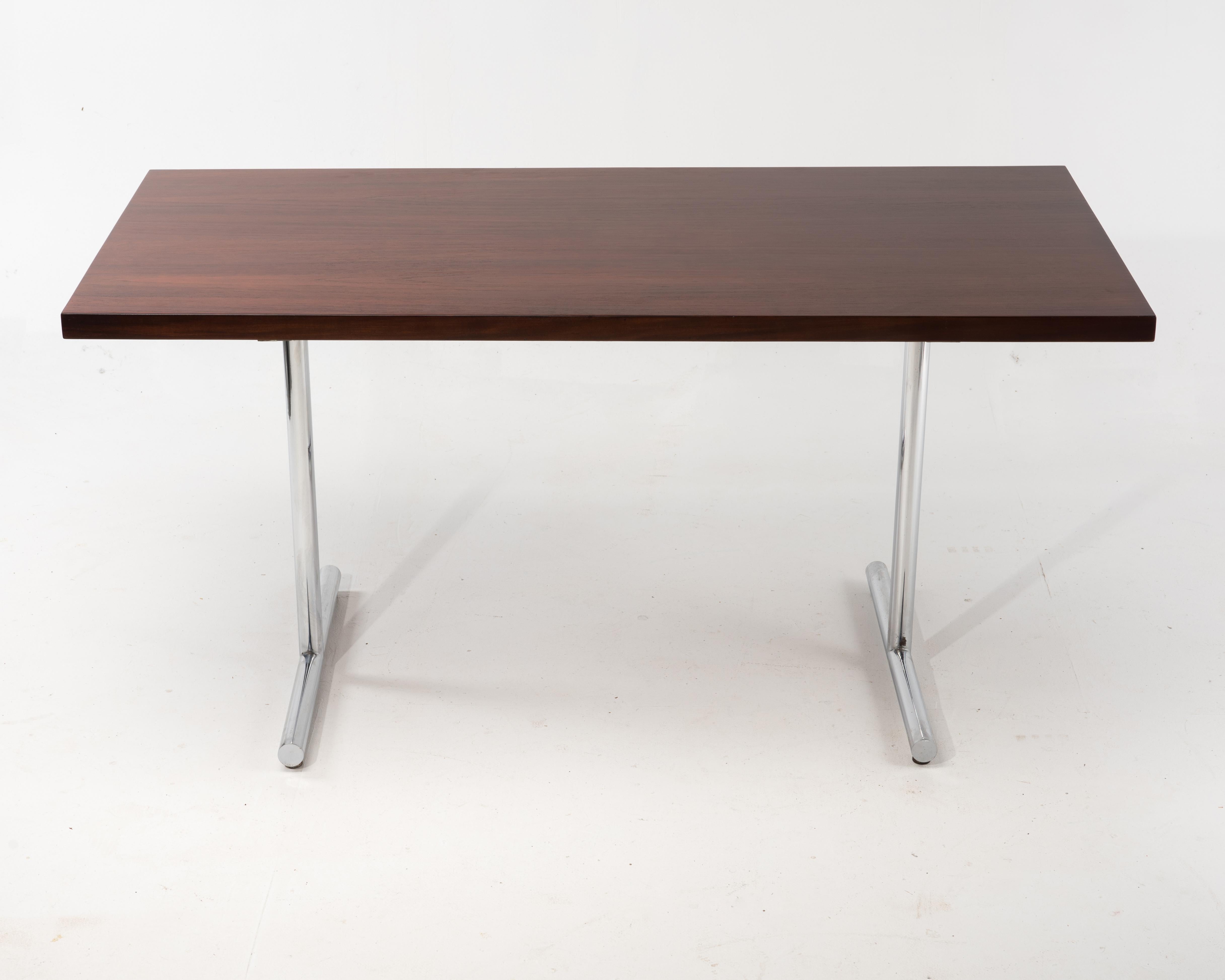 American 1970s Mid-Century Modern Rosewood Chrome Desk Dining Working Table