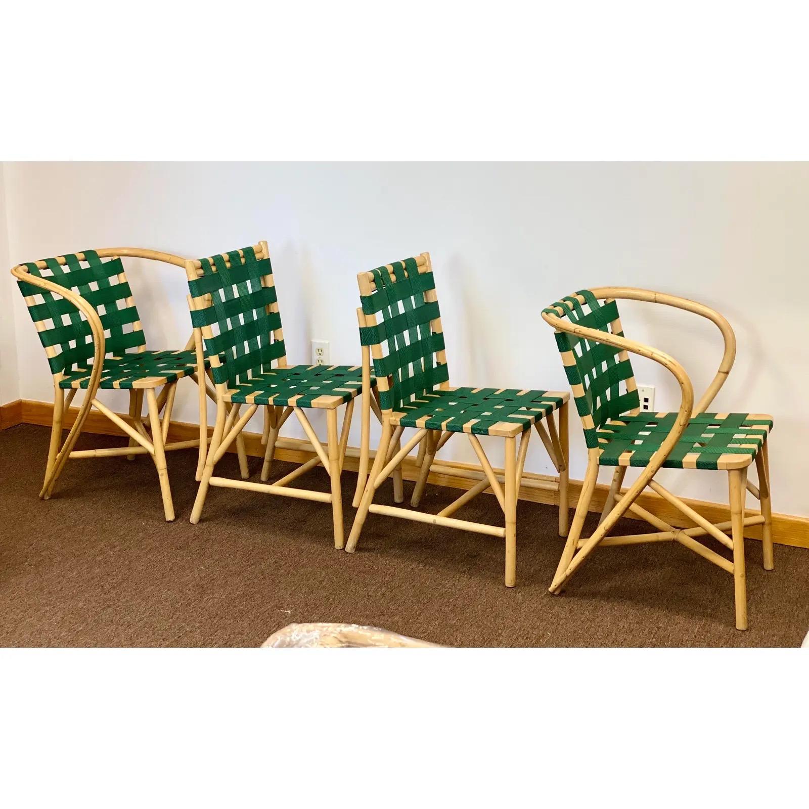 1970s Mid-Century Modern Sculptural Green Bamboo Dining Set, 5 Pieces In Good Condition In Farmington Hills, MI