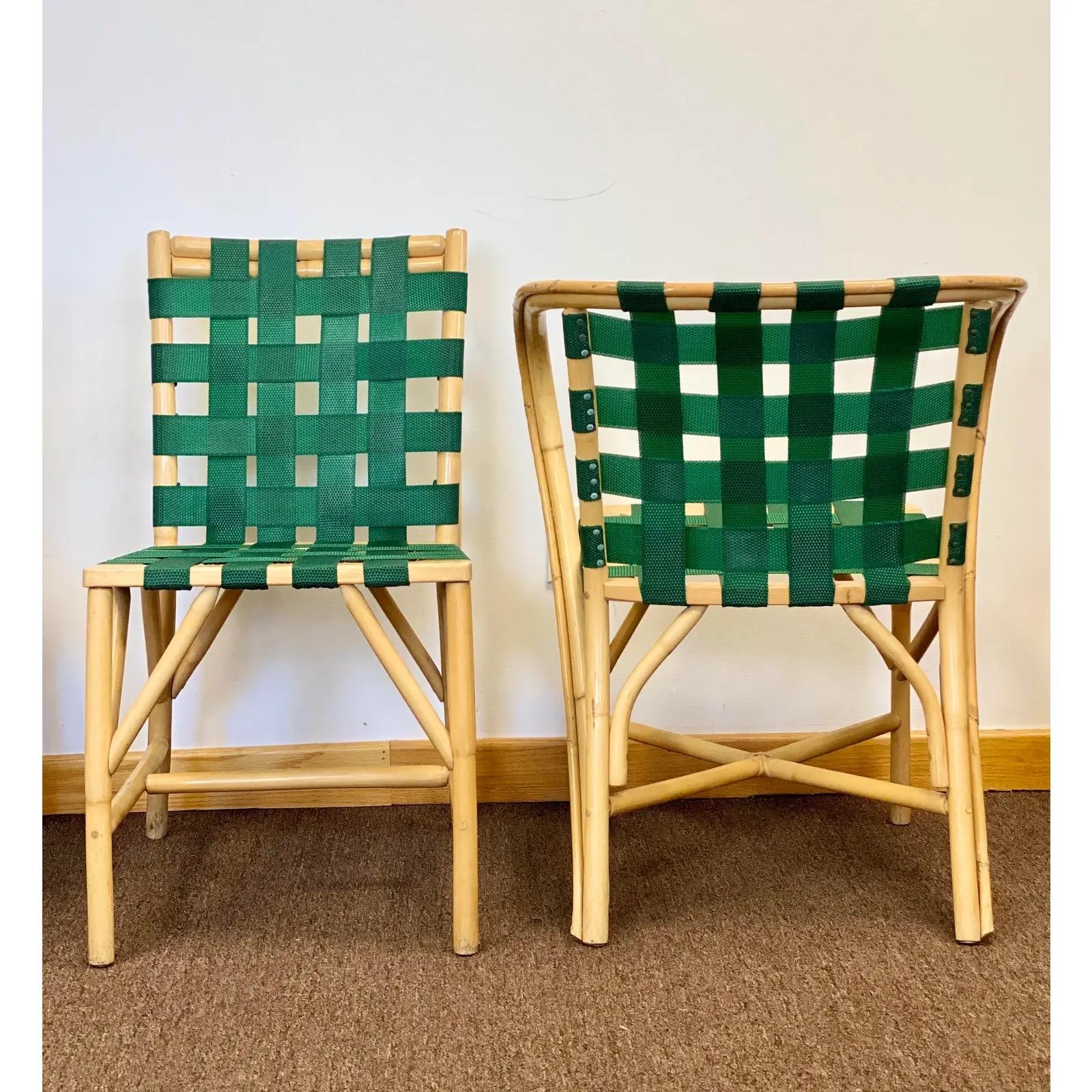 Late 20th Century 1970s Mid-Century Modern Sculptural Green Bamboo Dining Set, 5 Pieces
