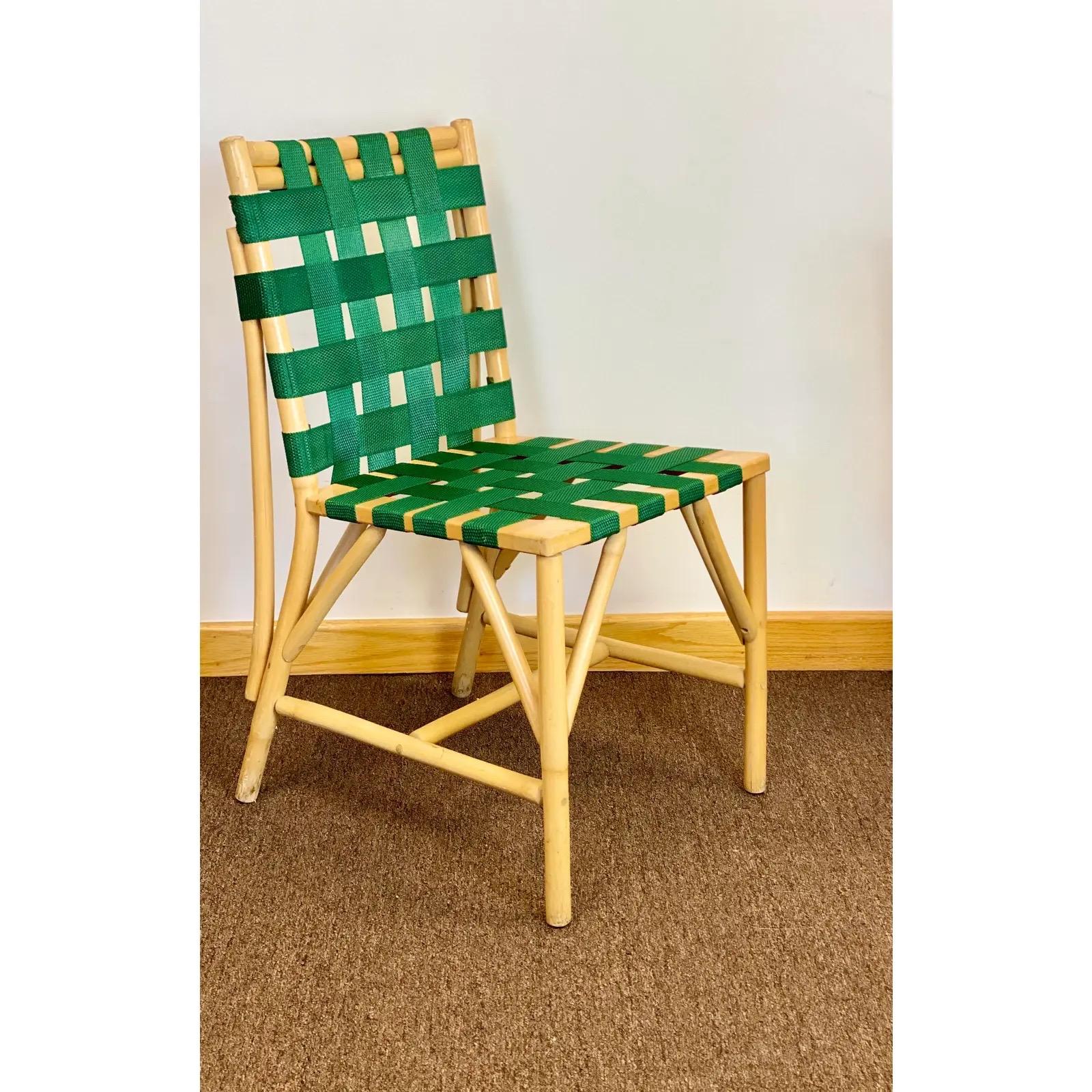 1970s Mid-Century Modern Sculptural Green Bamboo Dining Set, 5 Pieces 1