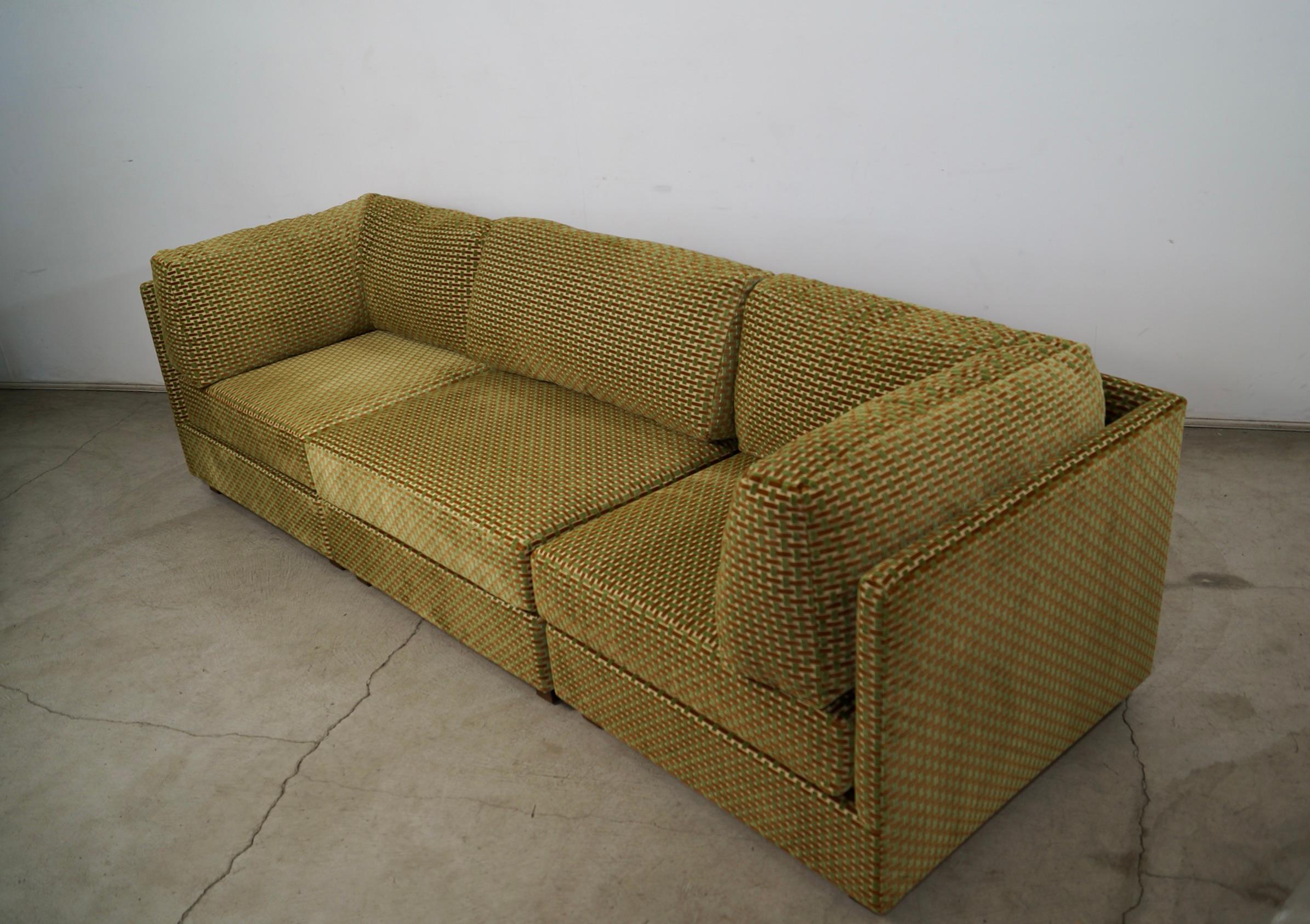 Velours Selig of Monroe 3 Pieces Modular Sectional 1970's Mid Century Modern en vente