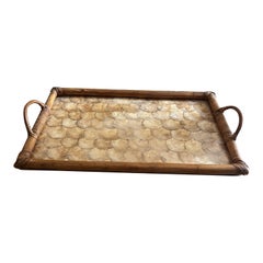 Bandeja o centro de mesa moderno de mediados de siglo de 1970 con conchas marinas, Italia