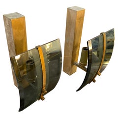 1970s Mid-Century Modern Set of Two Italian Wall Sconces by Cristal Arte