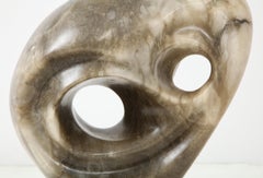 1970's Mid-Century Modern Signed Carved Stone Abstract Owl Sculpture