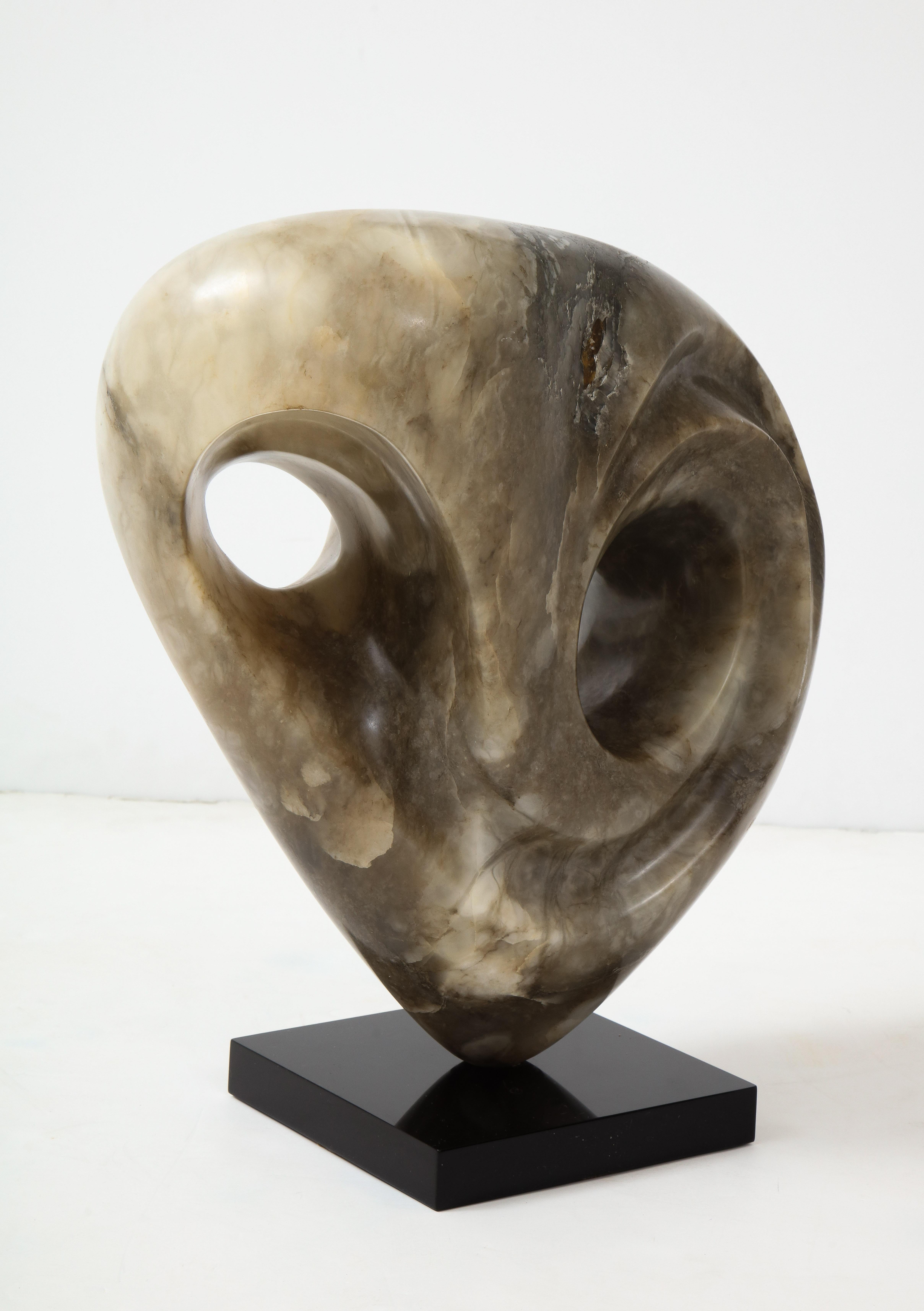 1970's Mid-Century Modern Signed Carved Stone Abstract Owl Sculpture In Good Condition For Sale In New York, NY