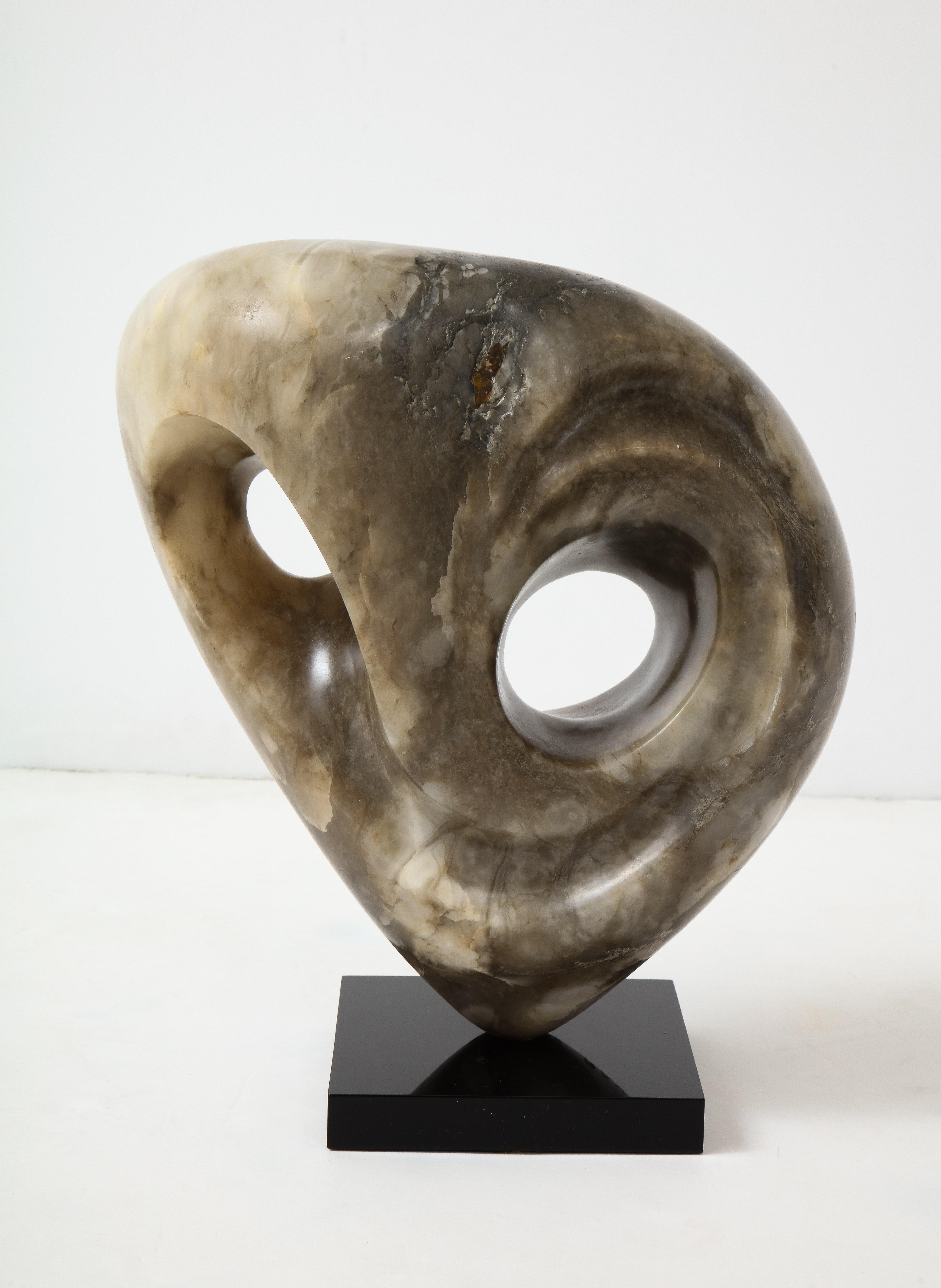Late 20th Century 1970's Mid-Century Modern Signed Carved Stone Abstract Owl Sculpture For Sale