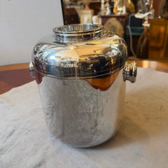 1970s Mid-Century Modern Silver plate and Brass Luxury Wine Cooler by Cesa 1882