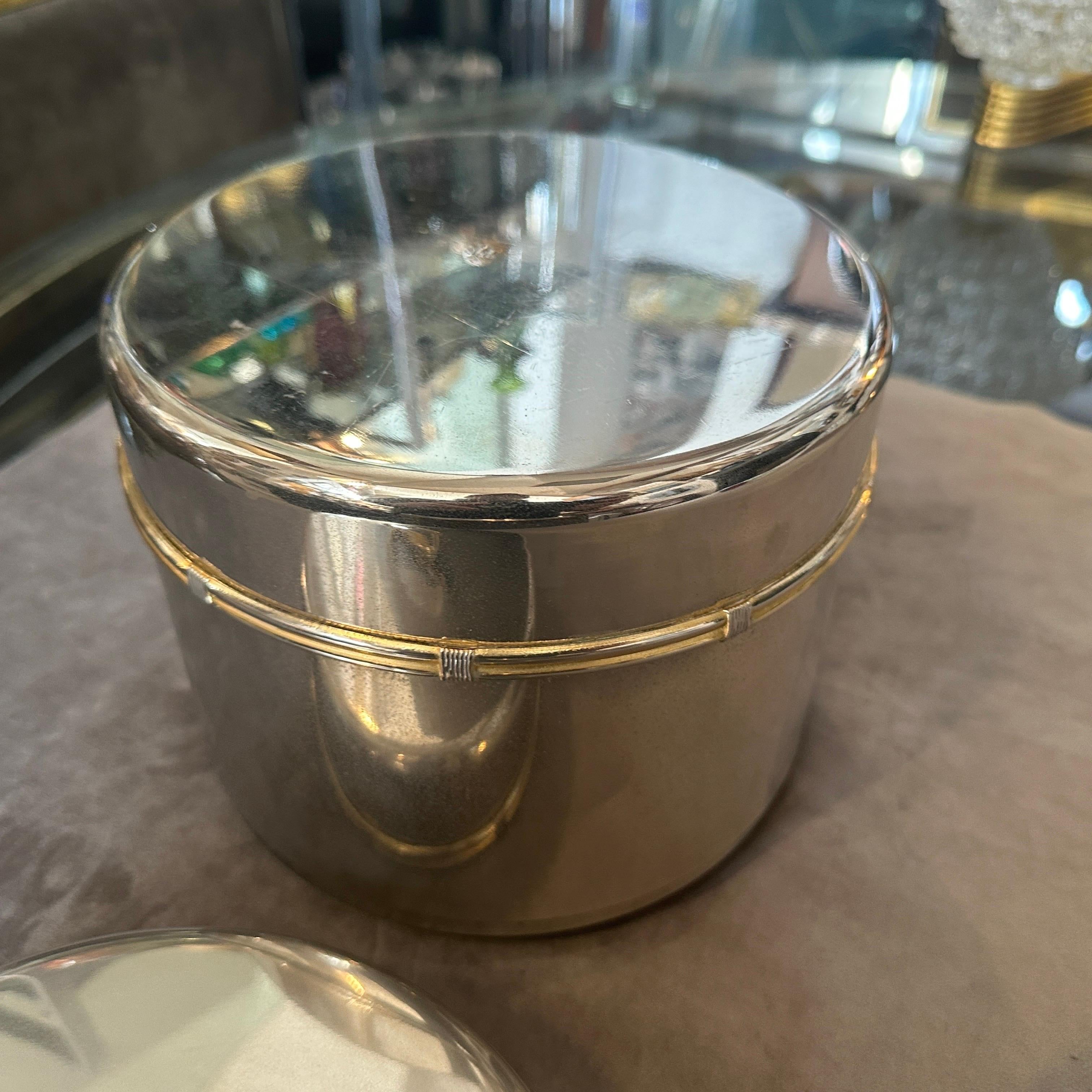 1970s Mid-Century Modern Silver Plated and Brass Ice Bucket by Gucci Firenze For Sale 6