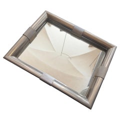 1970s Mid-Century Modern Silver Plated and Mirrored Glass Tray by Tommaso Barbi