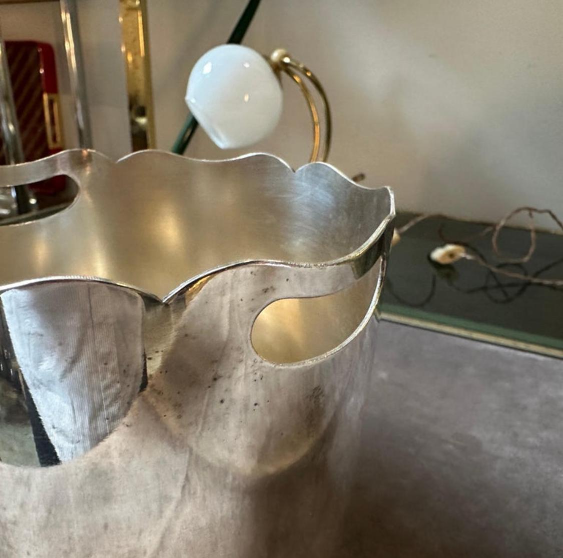 1970s Mid-Century Modern Silver Plated French Set of Wine Cooler and Ice Bucket 1