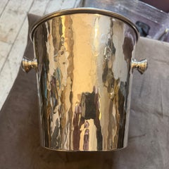 1970s Mid-Century Modern Silver Plated Hammered Italian Wine Cooler