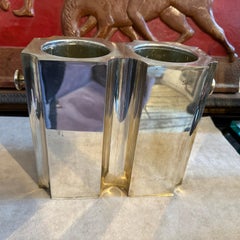 1970s Mid-Century Modern Silver Plated Italian Double Wine Cooler