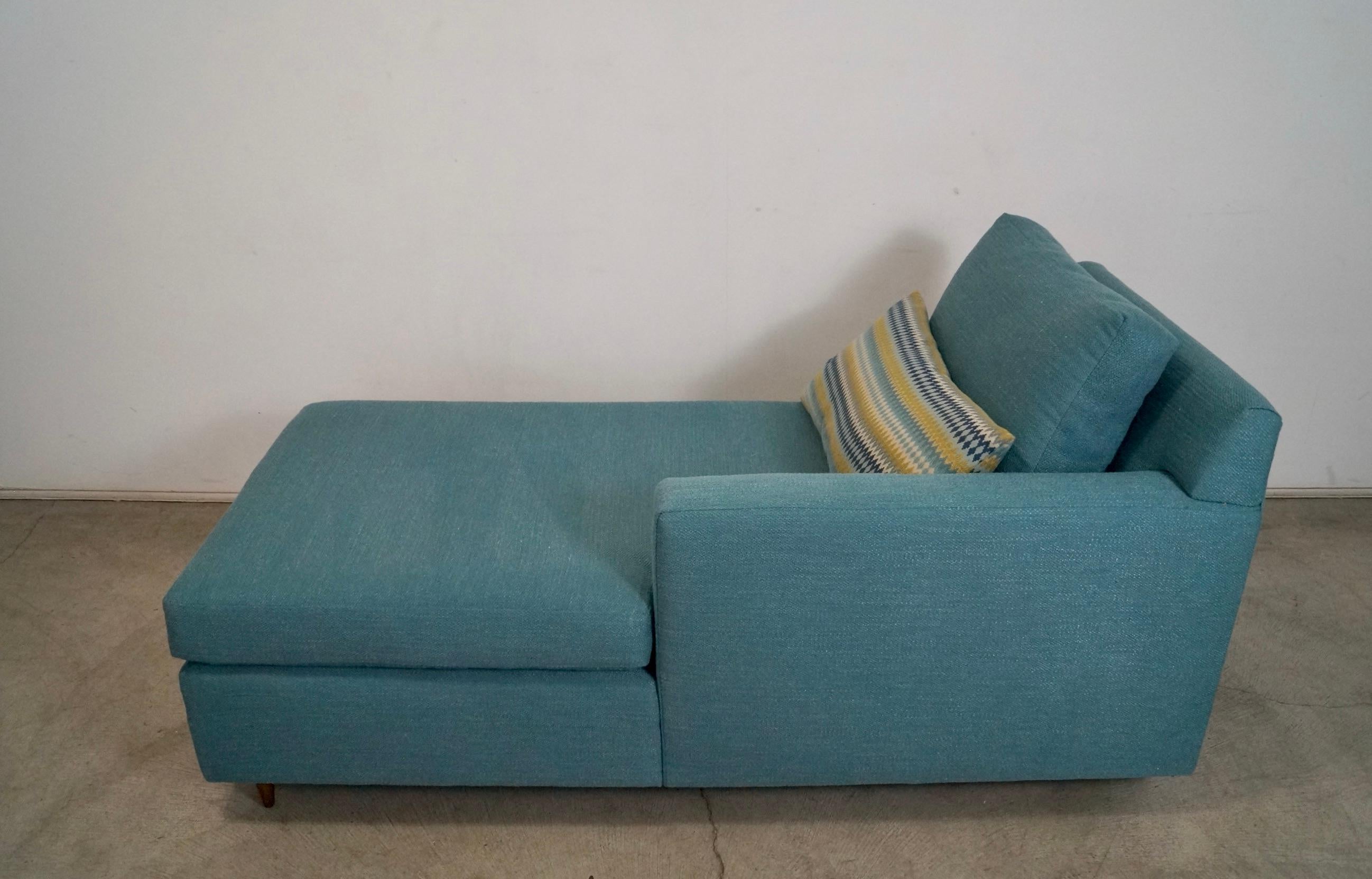 1970's Mid-Century Modern Single Arm Reupholstered Chaise Lounge Daybed For Sale 3