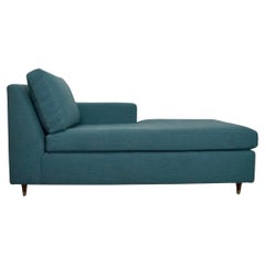 1970's Mid-Century Modern Single Arm Reupholstered Chaise Lounge Daybed