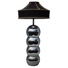 Used 1970's Mid Century Modern Stacked Chrome Balls Table Lamp