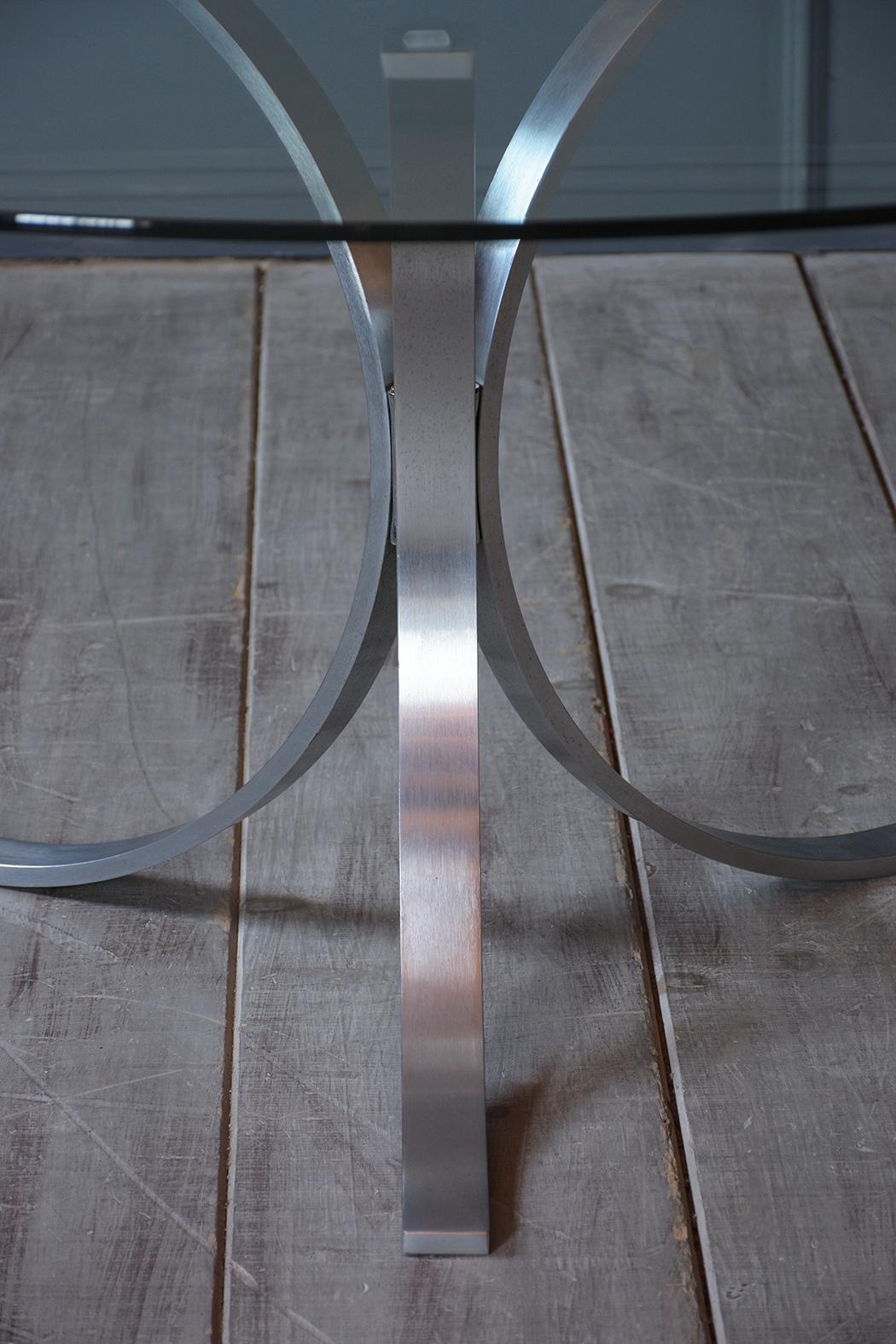 Mid-20th Century 1970s Mid-Century Modern Style Chrome Pedestal Table