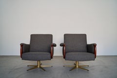 1970's Mid-Century Modern Swivel Lounge Chairs - a Pair
